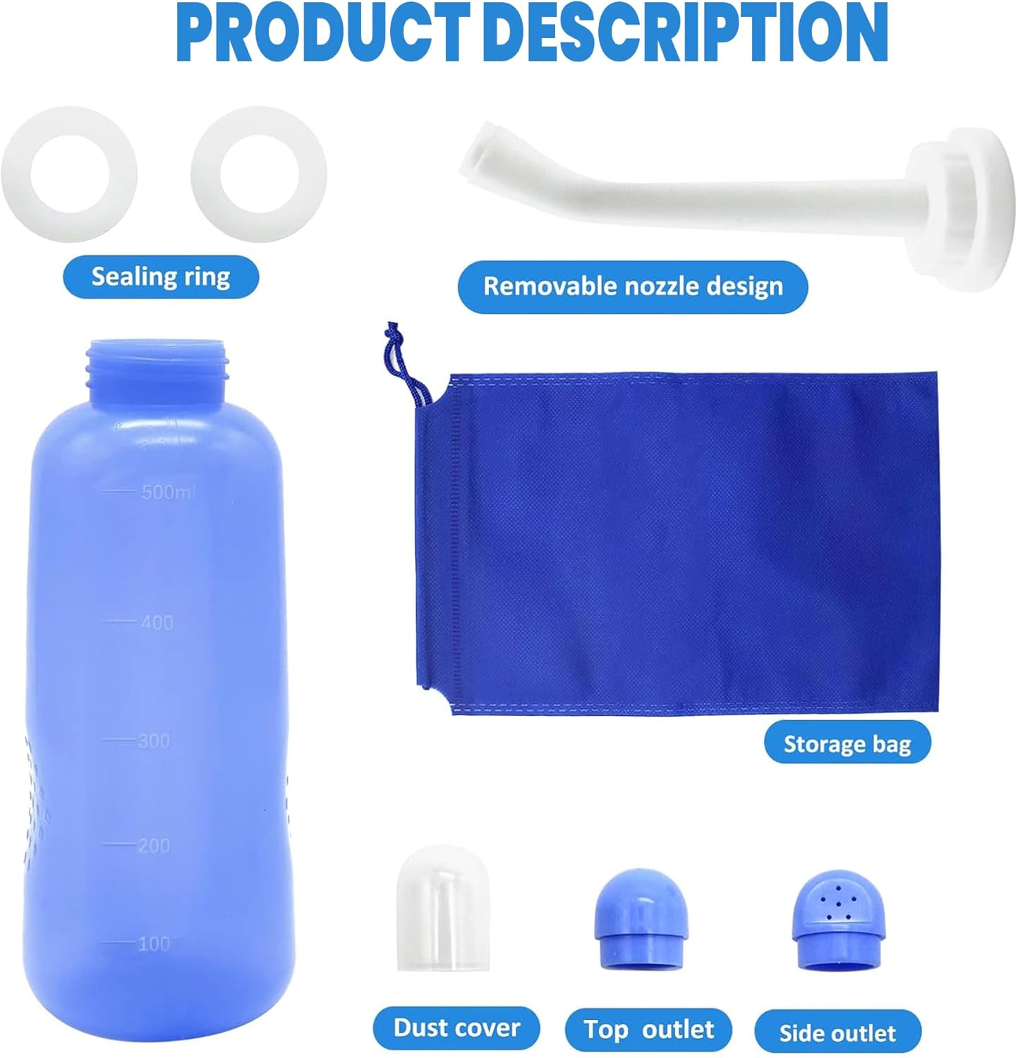 500Ml Portable Peri Bottle for Postpartum Care | Travel Bidet for Women | Perineal Cleansing Spray, Personal Hygiene Essentials for Hospital Bag & Home Use (Blue) image number 3