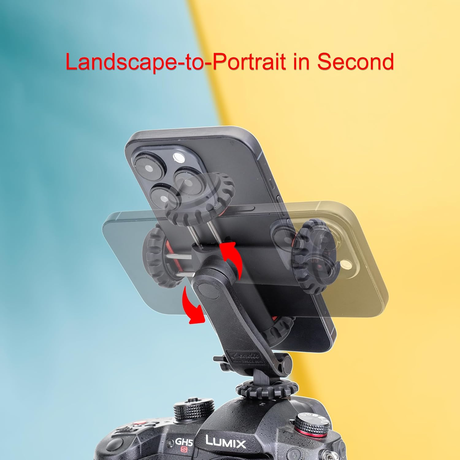 Zeadio Smartphone Tripod Mount Adapter, Cell Phone Tripod Holder Clamp with Triple Cold-Shoe Mount for All Iphone and Android Smartphones Light Microphone Etc image number 3