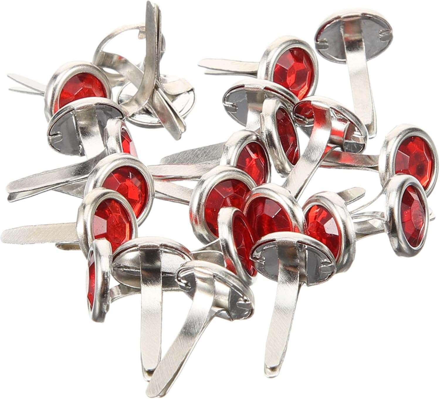 OSALADI 100Pcs Colorful round Rhinestone Brads for Boys and Girls DIY Crafts Red Metal Fasteners for Scrapbooking and Art Projects image number 5