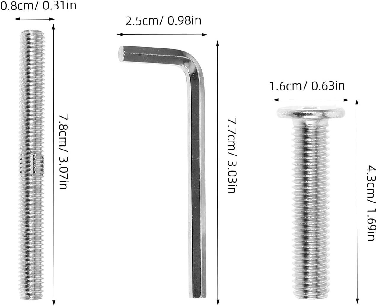 Outanaya Cat Scratching Post Hardware Kit &ndash; M8 Flat Head Double End Threaded Bolts Set with Allen Wrench, 10Mm 8Mm Screws for Cat Climbing Frame Replacement and Furniture Fasteners image number 2