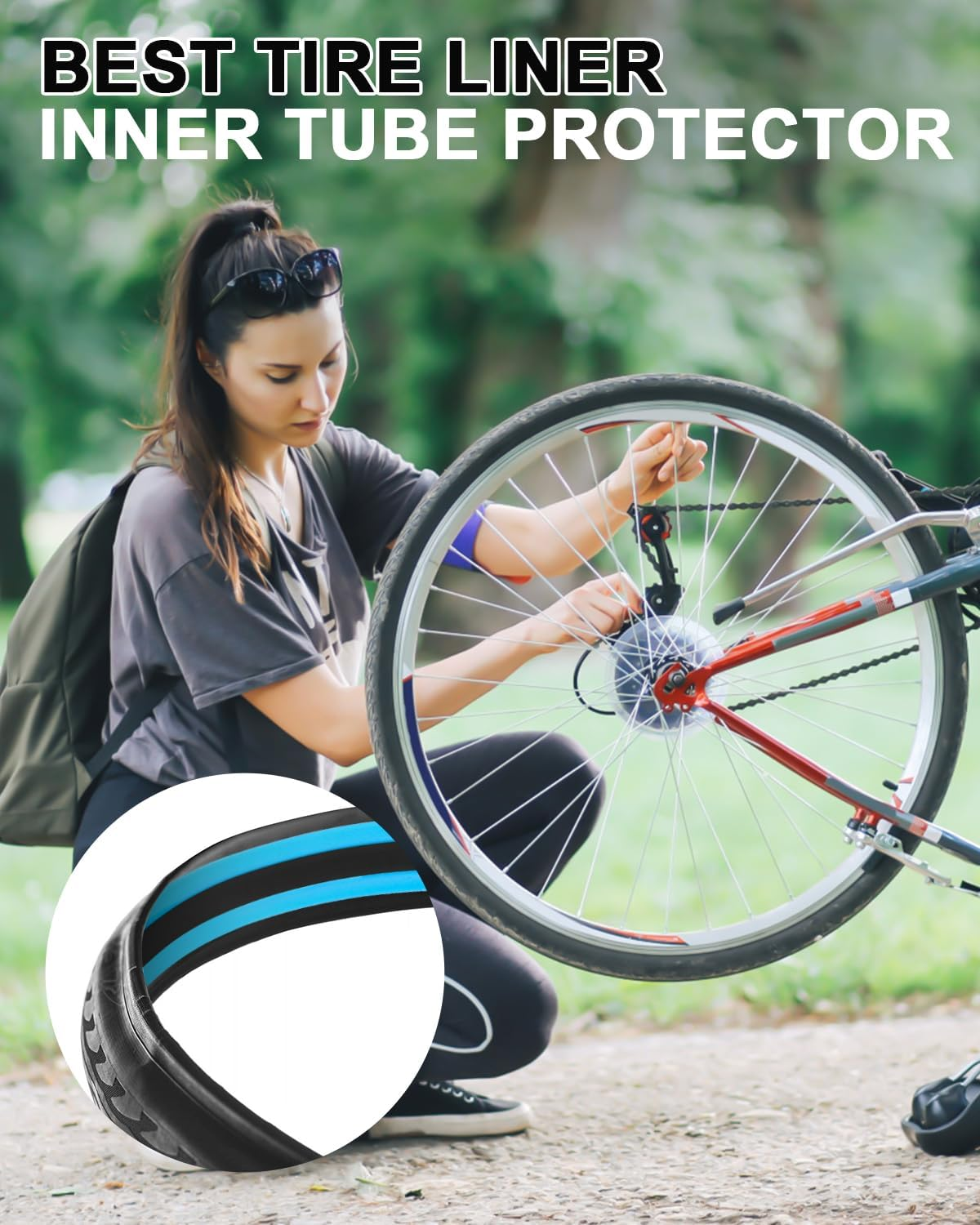 Julai Road Bike Tire Liner, Bicycle Tube Flat Protector Compatible with 700C 27" image number 5