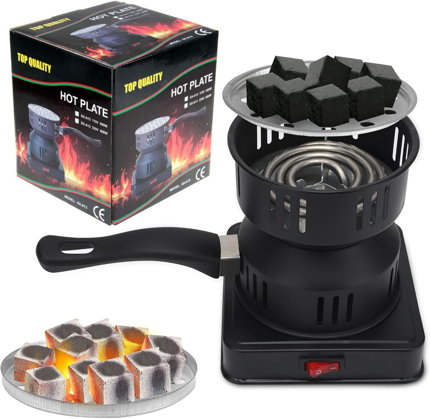 Electric Charcoal Lighter, 450-600 W Charcoal Electric Charcoal Grill, Burner, Charcoal Grill Accessories, Charcoal Lighter, Charcoal Basket, Heating Plate with Carry Handle & Charcoal Grid image number 3