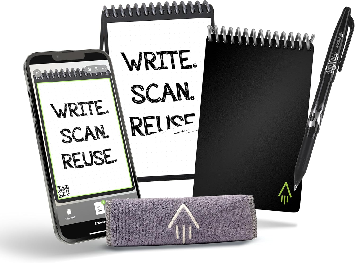 Rocketbook Smart Reusable Notebook, Mini Spiral Notebook, Infinity Black, (3.5" X 5.5")
