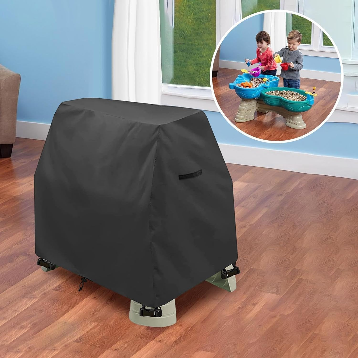 Step 2 Water Table Cover - Kids Water Table Cover, Splash Pond Water Play Table Cover , Kids Water Table Protector, Sun-Proof Waterproof Dustproof Outdoor Toys Cover for Children'S Water Toys (Black) image number 1