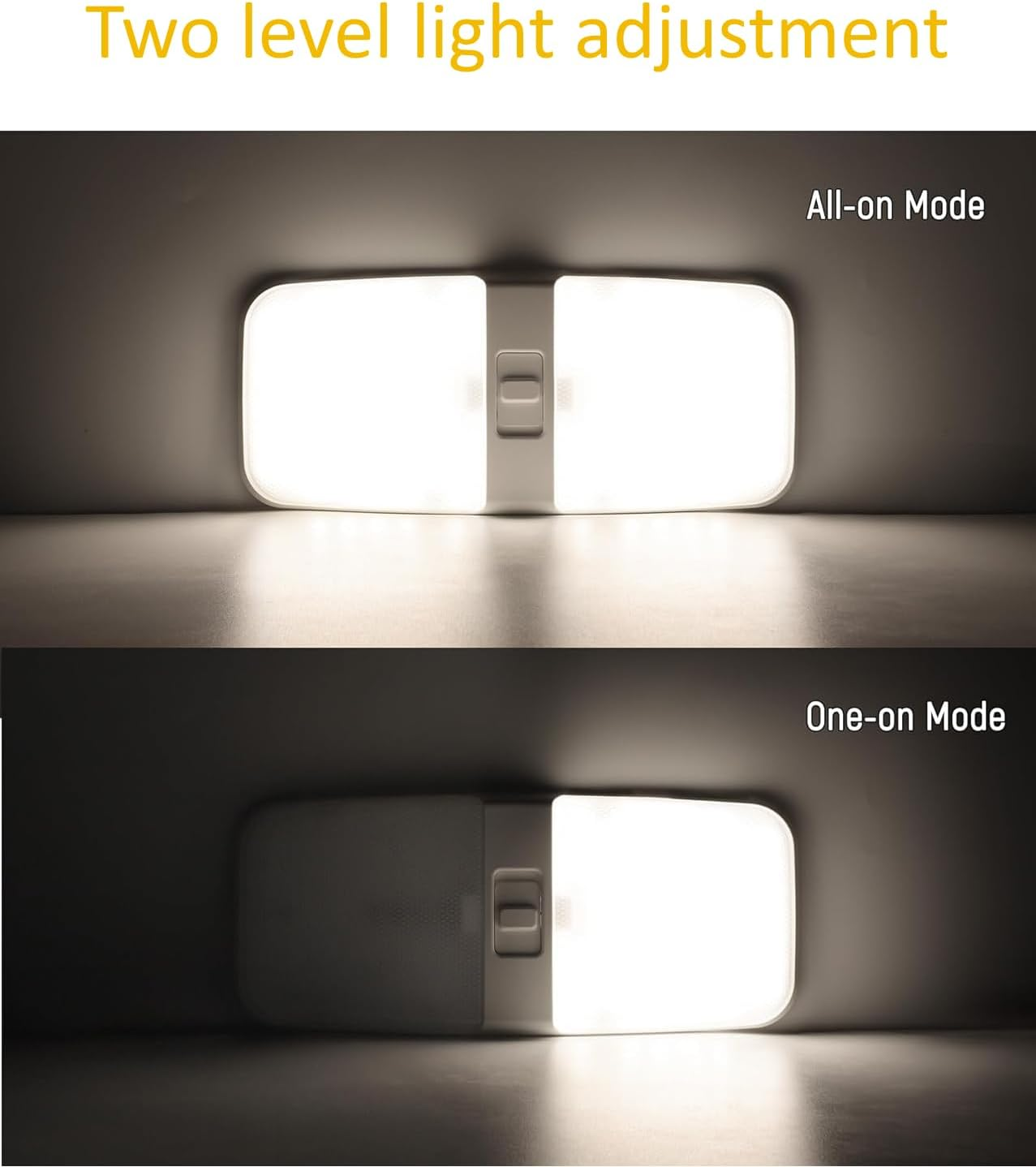 12V RV Lights Interior,126 Leds 1000Lm 4500K RV Ceiling Dome Light Dual Mode Group with Switch Dimming Camping Lights Panel Light for Caravan Camper Travel Trailer Motorhome Sailboat Yacht (2PACK) image number 3