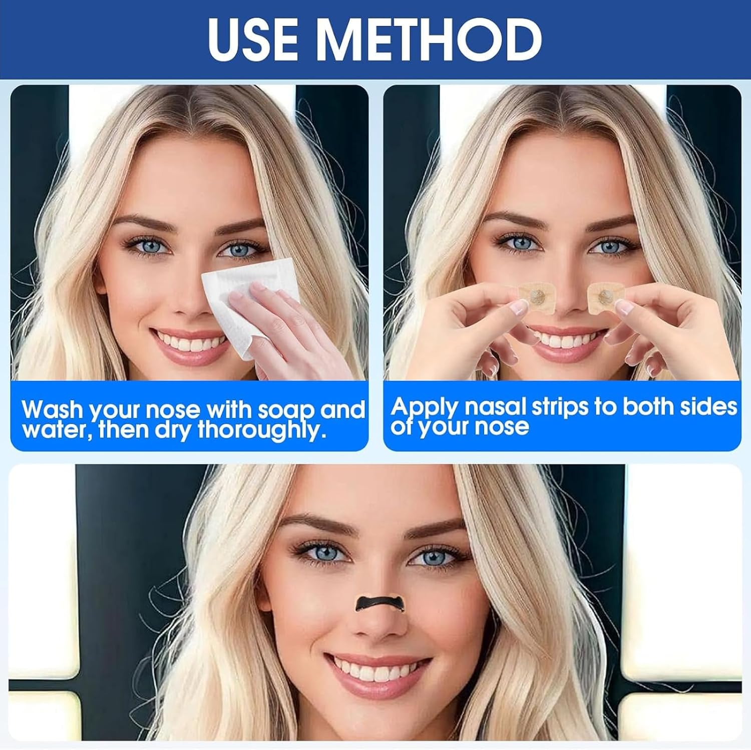 30 Count Breathing Nasal, Intake Breathing Nose Magnets, Anti-Snoring Sleep Nasal Strips, Intake Breathing Nose, with Nose Clip Anti-Snoring Equipment for Home、 Travel、 Men & Women image number 4