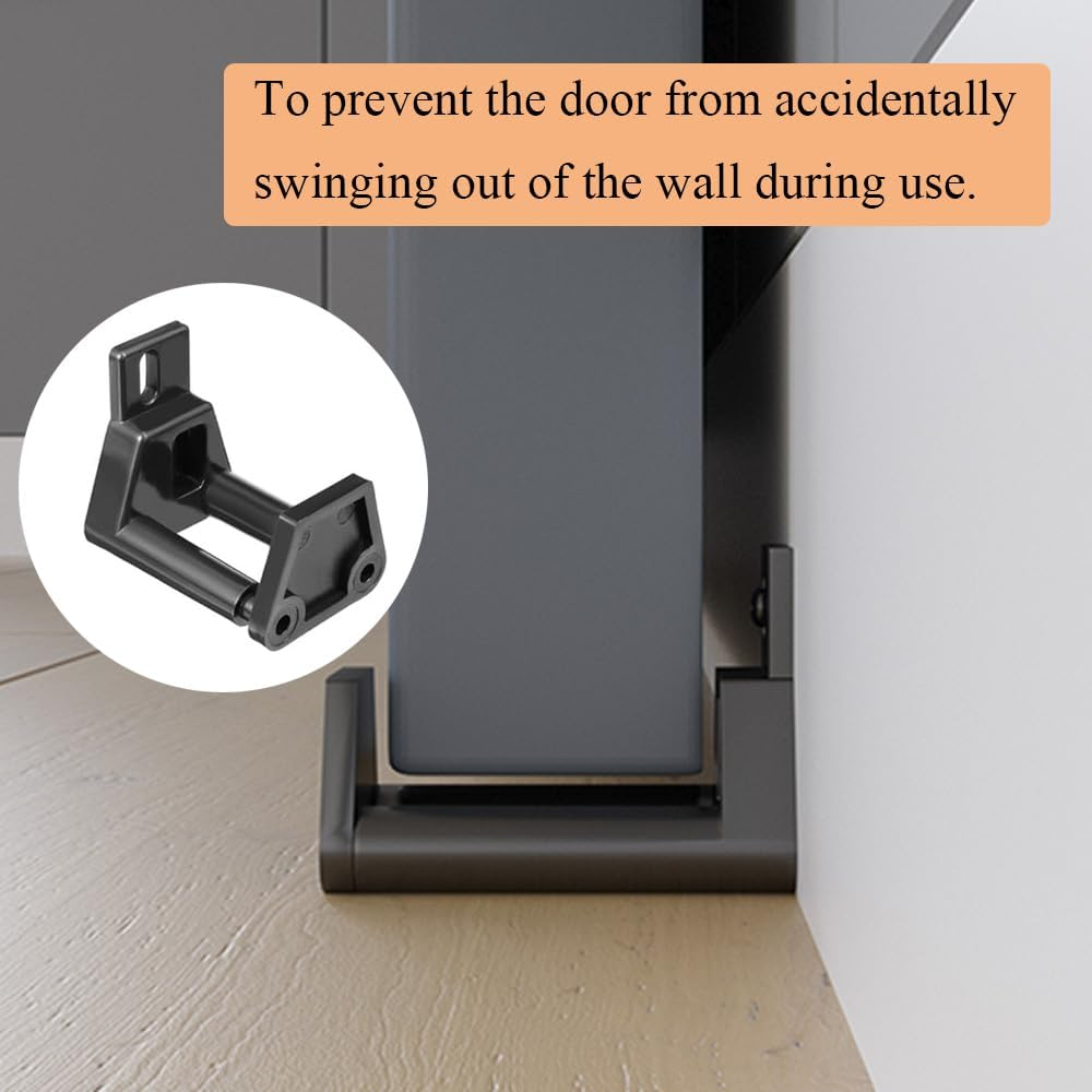 2 Pack Barn Door Guides, Adjustable Sliding Barn Door Floor Guide Wall Mounted Plastic Door Floor Guard with Screws - Black image number 3