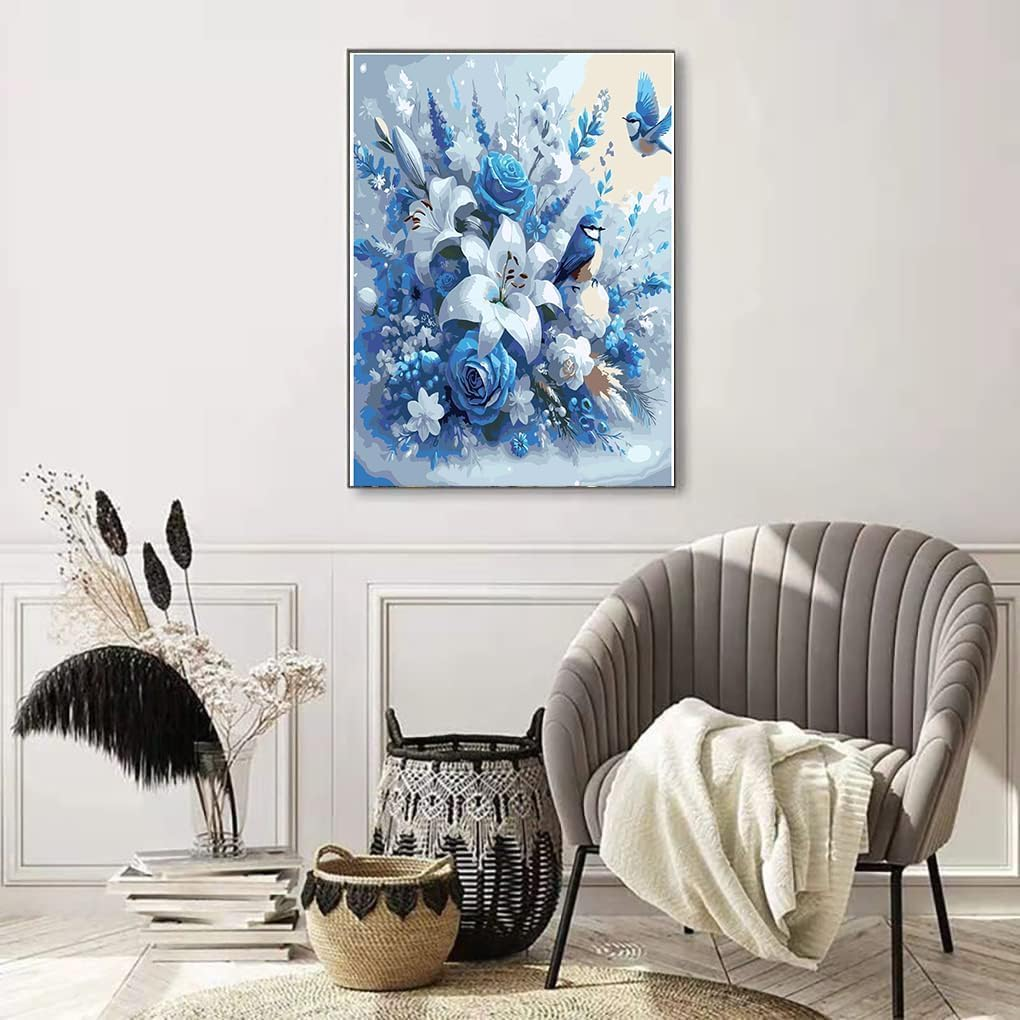 Paint by Number for Adults. Lily Paint by Numbers for Adults Beginner Drawing Paintwork with 3 Paintbrushes Paint Canvas Oil Painting 16&rdquo; X 20&rdquo; image number 2