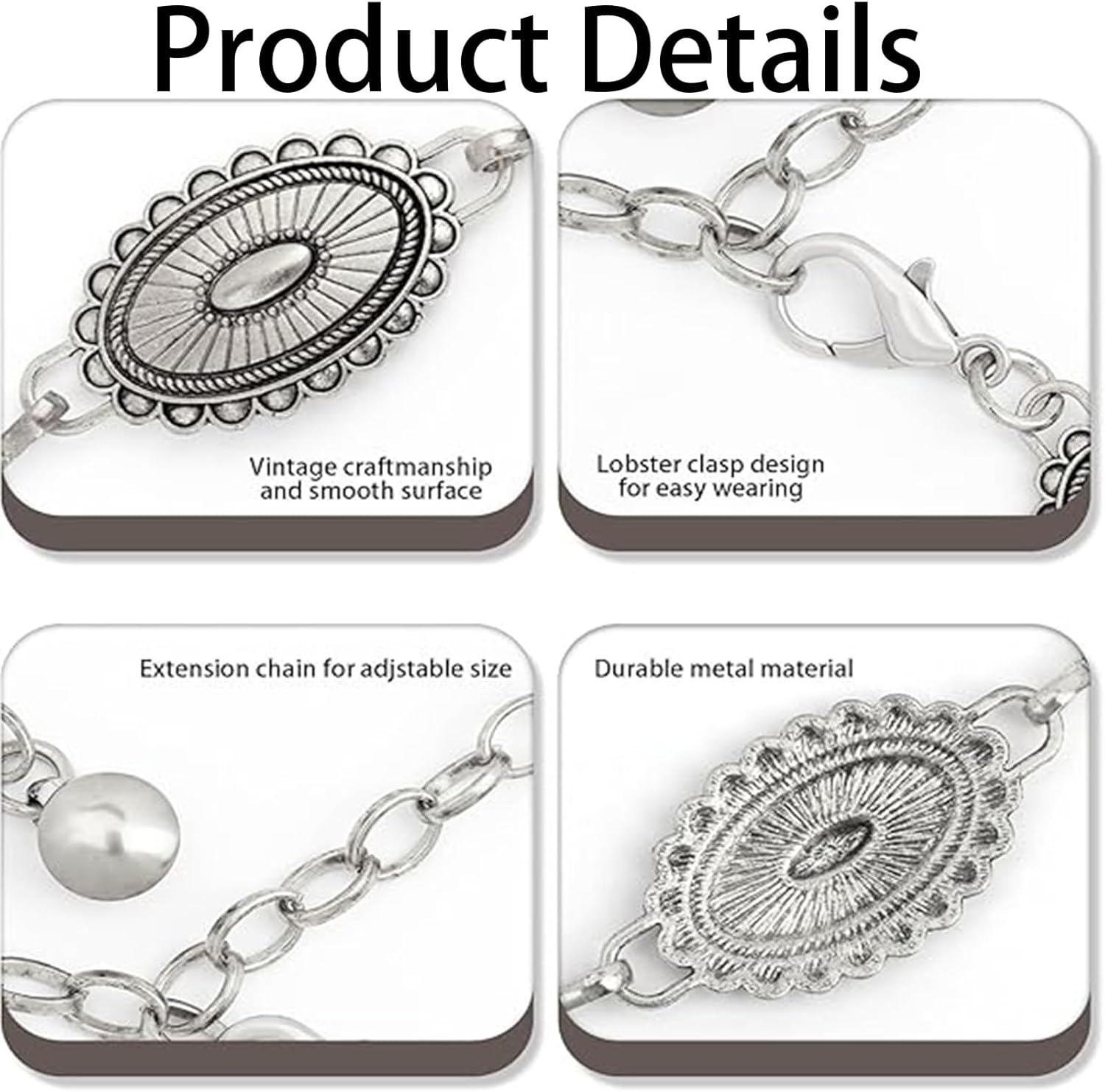 Silver Belt, Chain Belt, Western Oval Adjustablewaist Chain for Women, Small Oval Design, Boho Western Style Accessory, Perfect for Dresses and Jeans