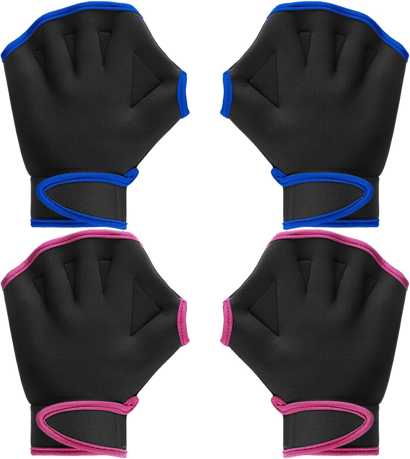 2 Pairs Swimming Gloves Aquatic Swim Training Gloves Neoprene Gloves Webbed Fitness Water Resistance Training Gloves for Swimming Diving with Wrist Strap