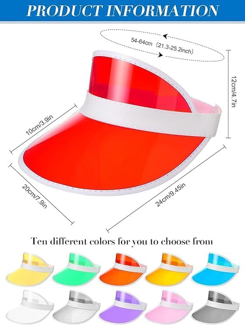 2 Pieces Sun Visor Hats Women Sports Beach Golf Hat PVC Visor Hats for Women Colored Visor Retro Visor for Men Outdoor image number 1