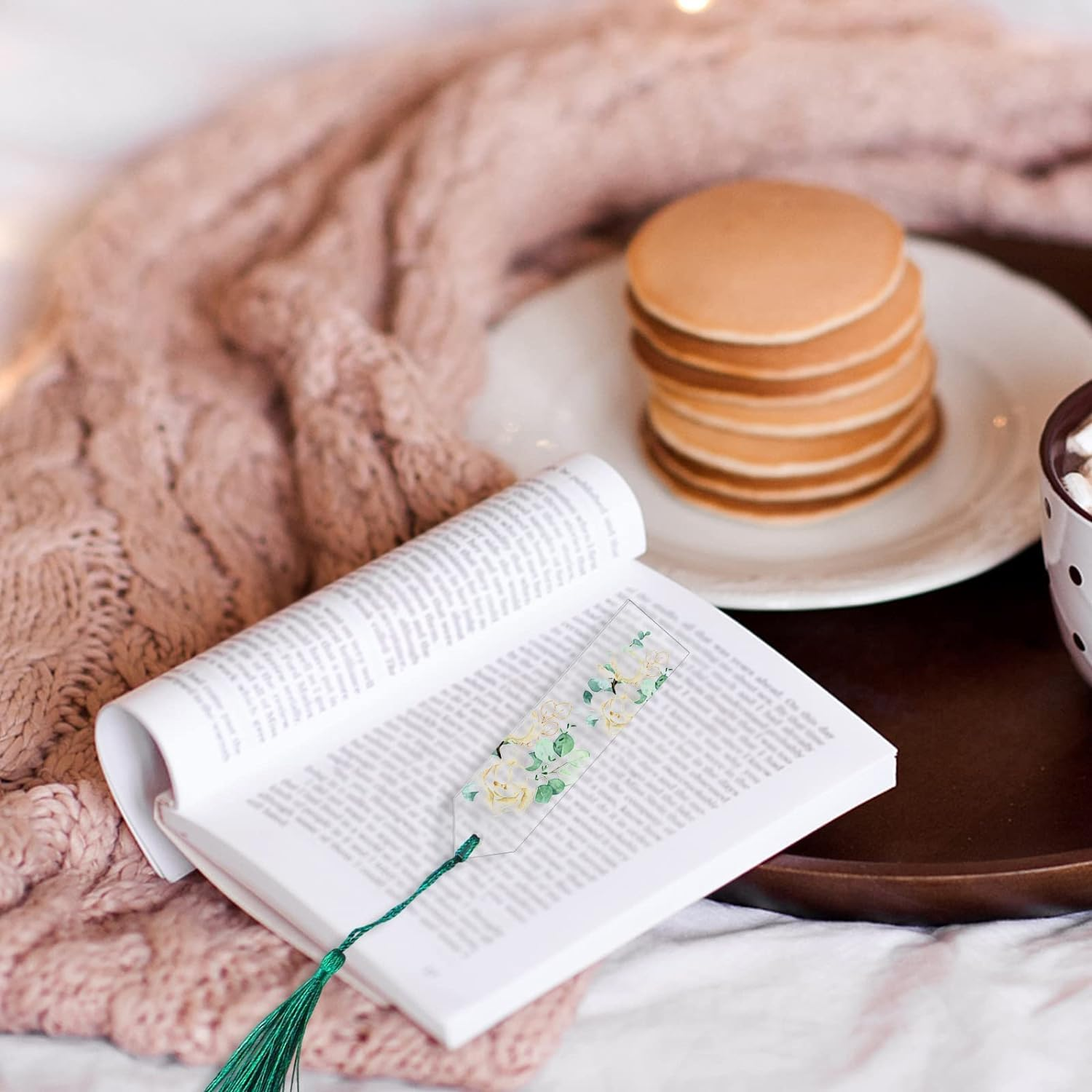 Leanockesa Acrylic Bookmarks Blanks Bulk, Leanockesa 61PCS Clear Bookmark Plastic Blank 30 Set with Tassels & Twine String Cord for Vinyl DIY Craft (3 Shape of Bookmarks and 6 Color Tassels)