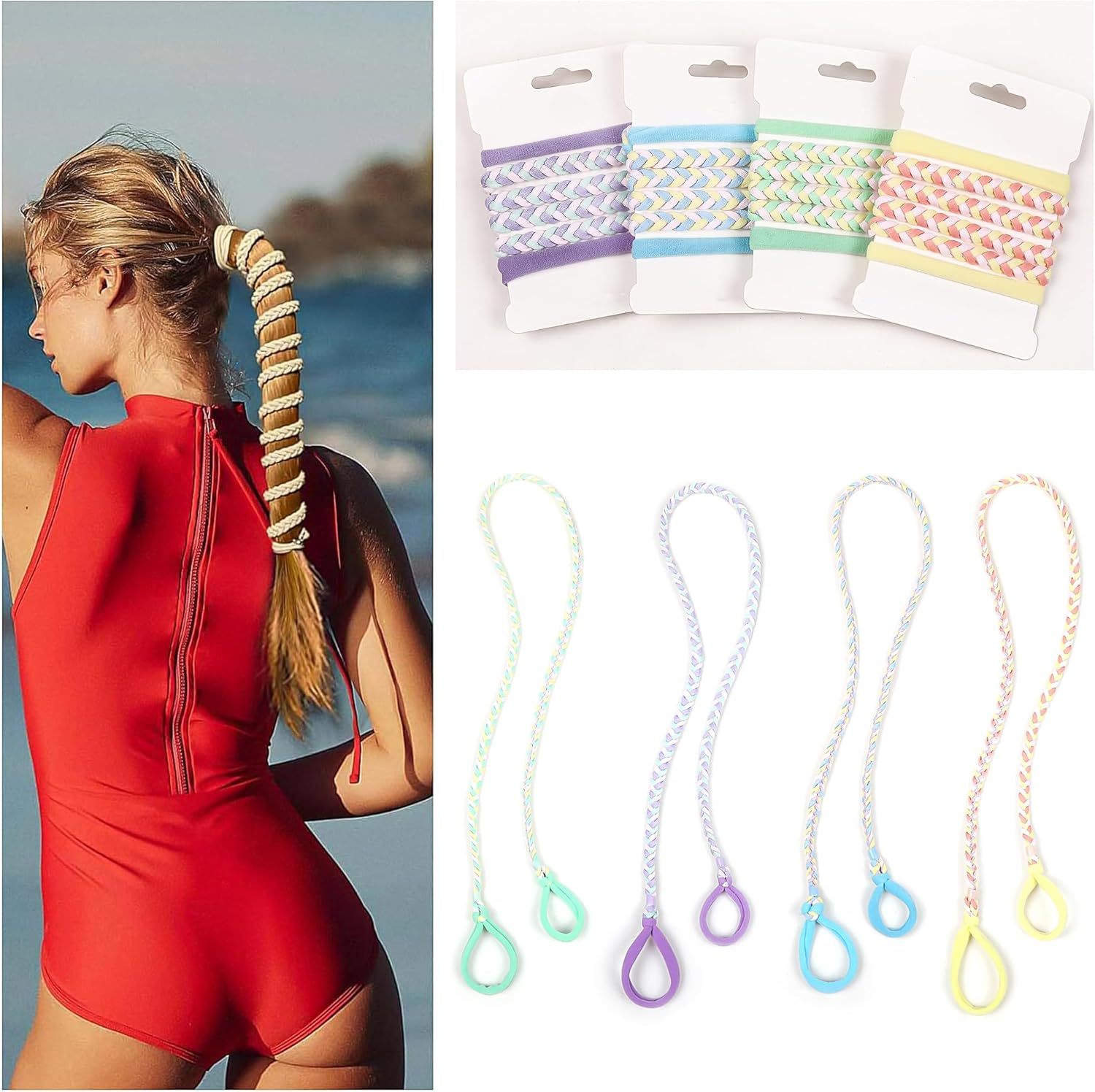 Sport Hair Ties for Women Pony Tails Elastic Hair Ties for Gym Braided Hair Ties Spiral Hair Ties for Swimming Sports