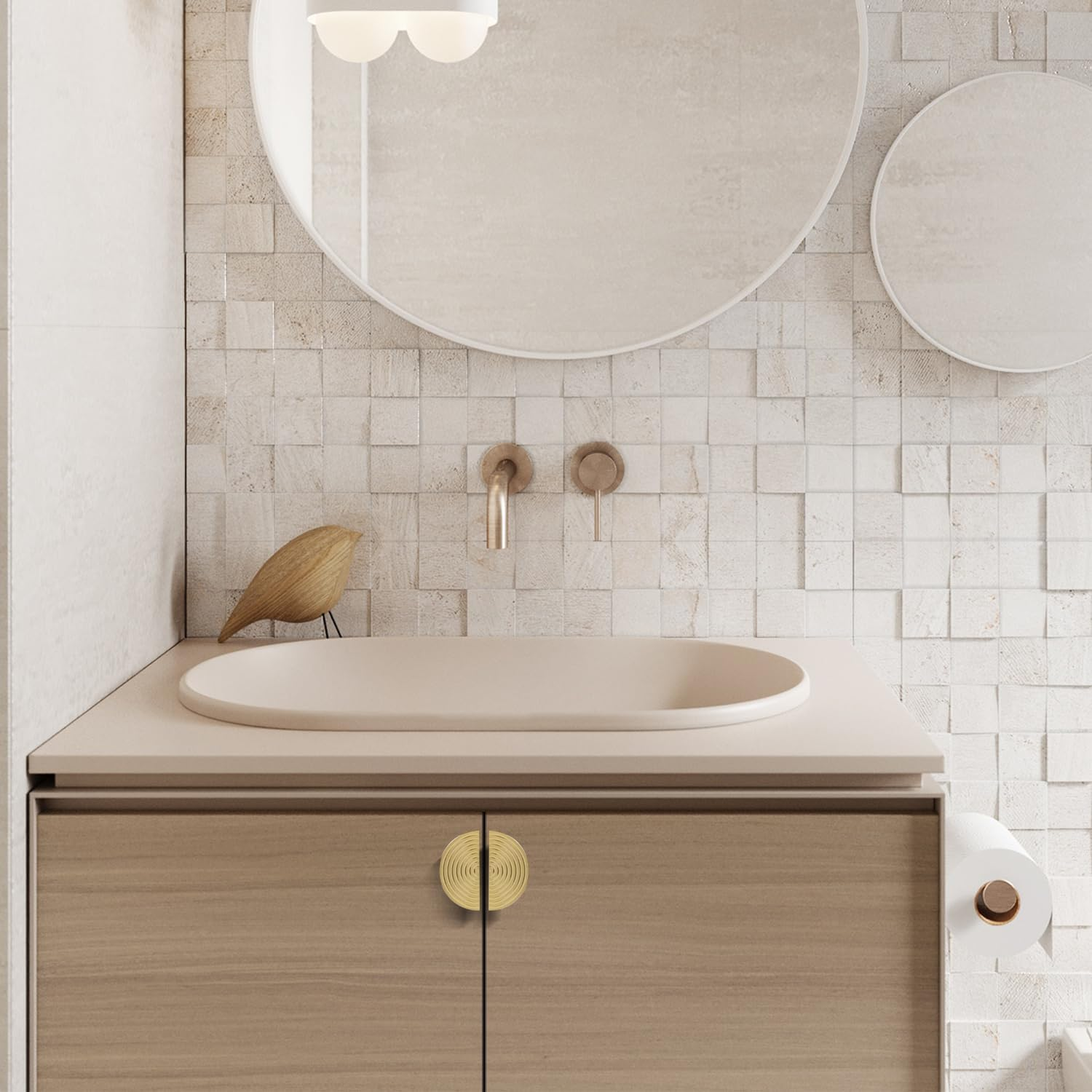 Brass Cabinet Pulls Brushed Drawer Pulls Modern Gold Cabinet Pulls Cabinet Handles Drawer Handles for Dresser Closet (2Pack-3Inch Semicircle) - 10Pack-9.8Inch Polygon image number 3