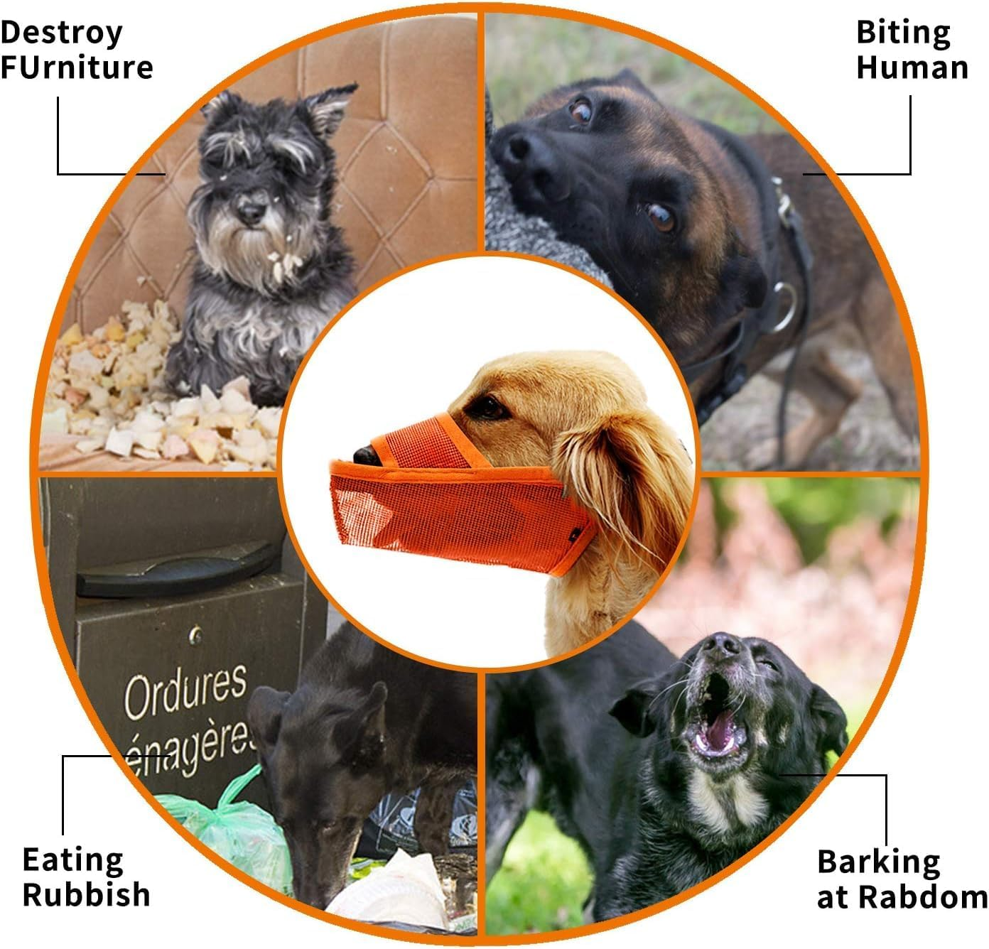 Dog Muzzle Soft Nylon Muzzle, Adjustable Breathable Mesh Dog Muzzle for Anti-Biting Anti-Barking Licking image number 5