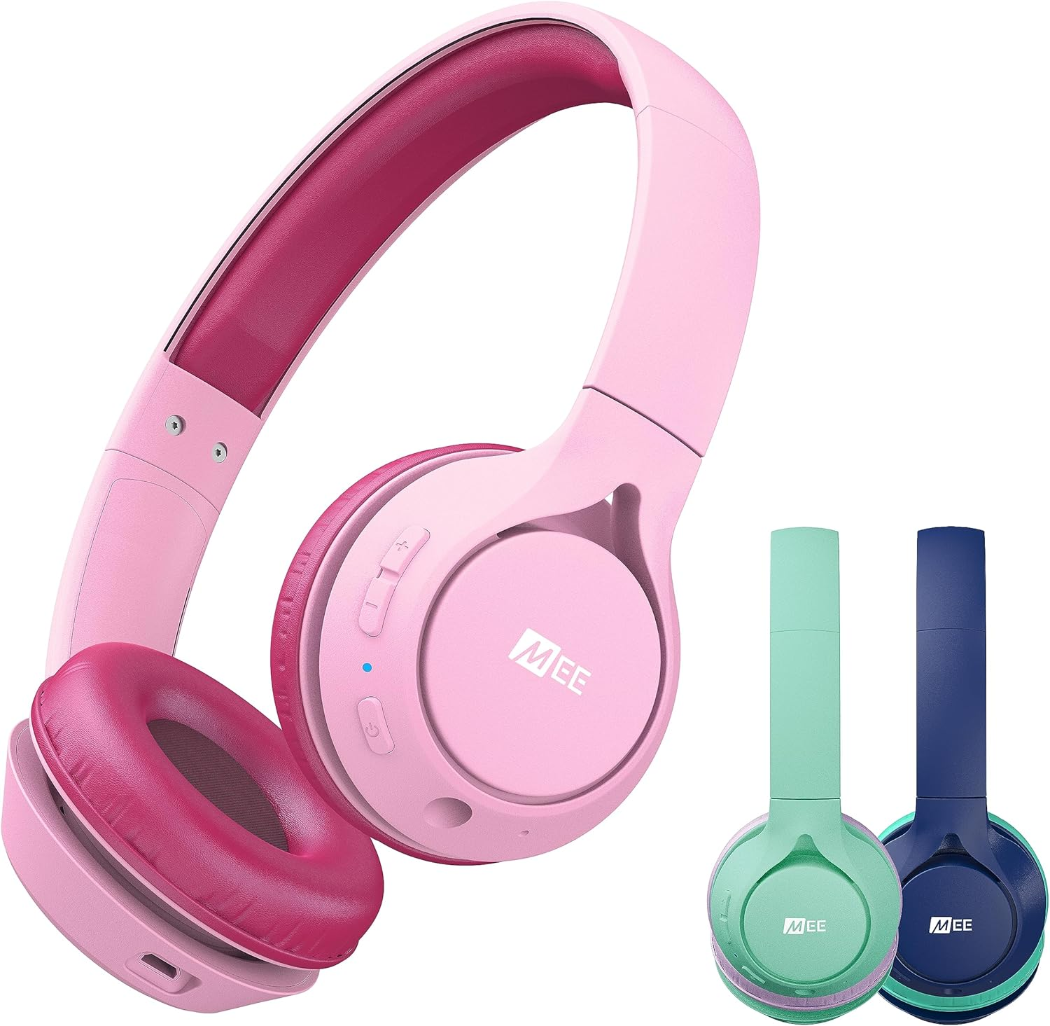 MEE Audio Kidjamz KJ45BT Children'S Safe Listening Bluetooth Wireless Headphones with Volume Limiter & Microphone, Adjustable On-Ear Kids Headset for Online Learning/School/Travel/Tablet, Pink/Magenta image number 1