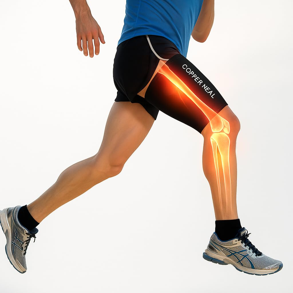 Thigh Compression Recovery Sleeve by COPPER HEAL - Sore Pulled Hamstring and Groin Strain Sprains Tendonitis Injury Quadriceps Muscle Tear Quad Support Sports Workout Soccer image number 6