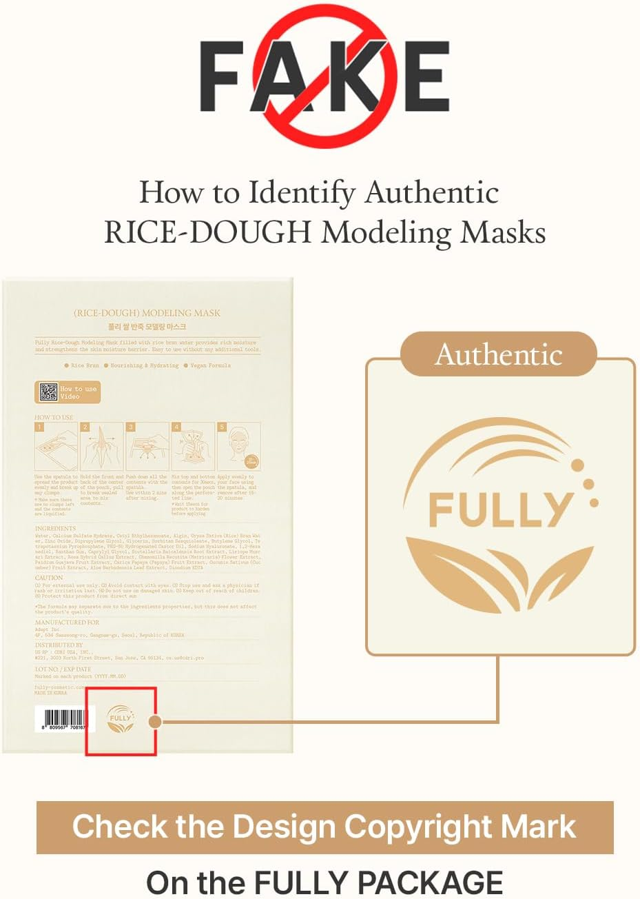 FULLY Rice Dough Facial Modeling Mask, Instant Hydration Boost, Radiance Boost, Skin Moisture Barrier, Nourishing, Vegan Hyaluronic Acid, Rice Bran Water, Aloe Extract 50G X 4Ea image number 5