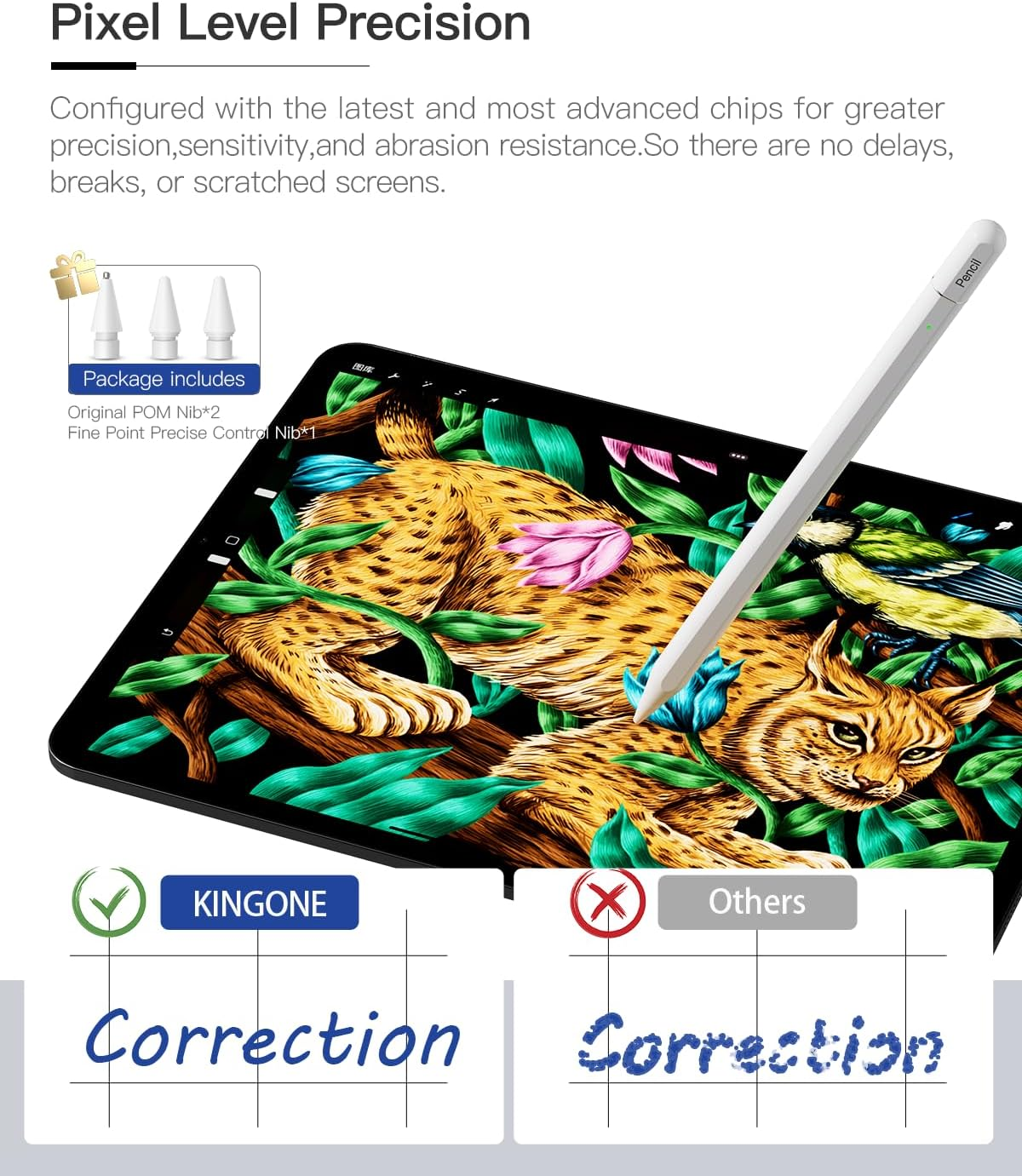 Stylus Apple Pencil for Ipad (2024-2018) with Palm Rejection, KINGONE Ipad Pencil 4Th Compatible with Apple Ipad 10Th/9Th/8Th/7Th/6Th, Ipad Air 5Th/4Th/3Rd, Ipad Pro 11"/12.9 ", Ipad Mini 6Th/5Th Gen image number 6