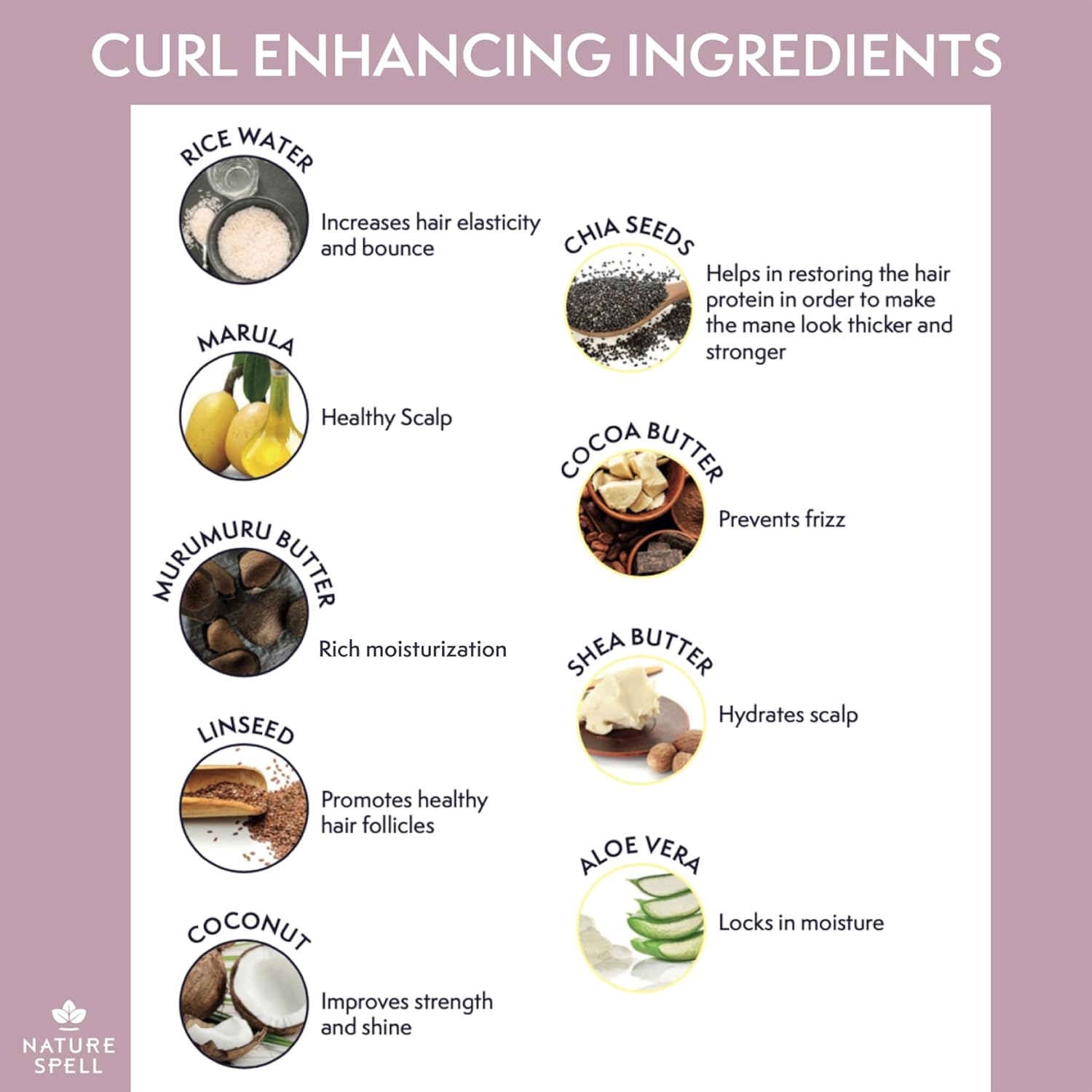 Nature Spell Curl Enhancing Hair Mask for Curly Hair by 400Ml &ndash; Infused with Rice Water & Linseed, for All Curl Types, Sulphate Free Hair Mask, 100% Vegan, Made in the UK, White image number 4