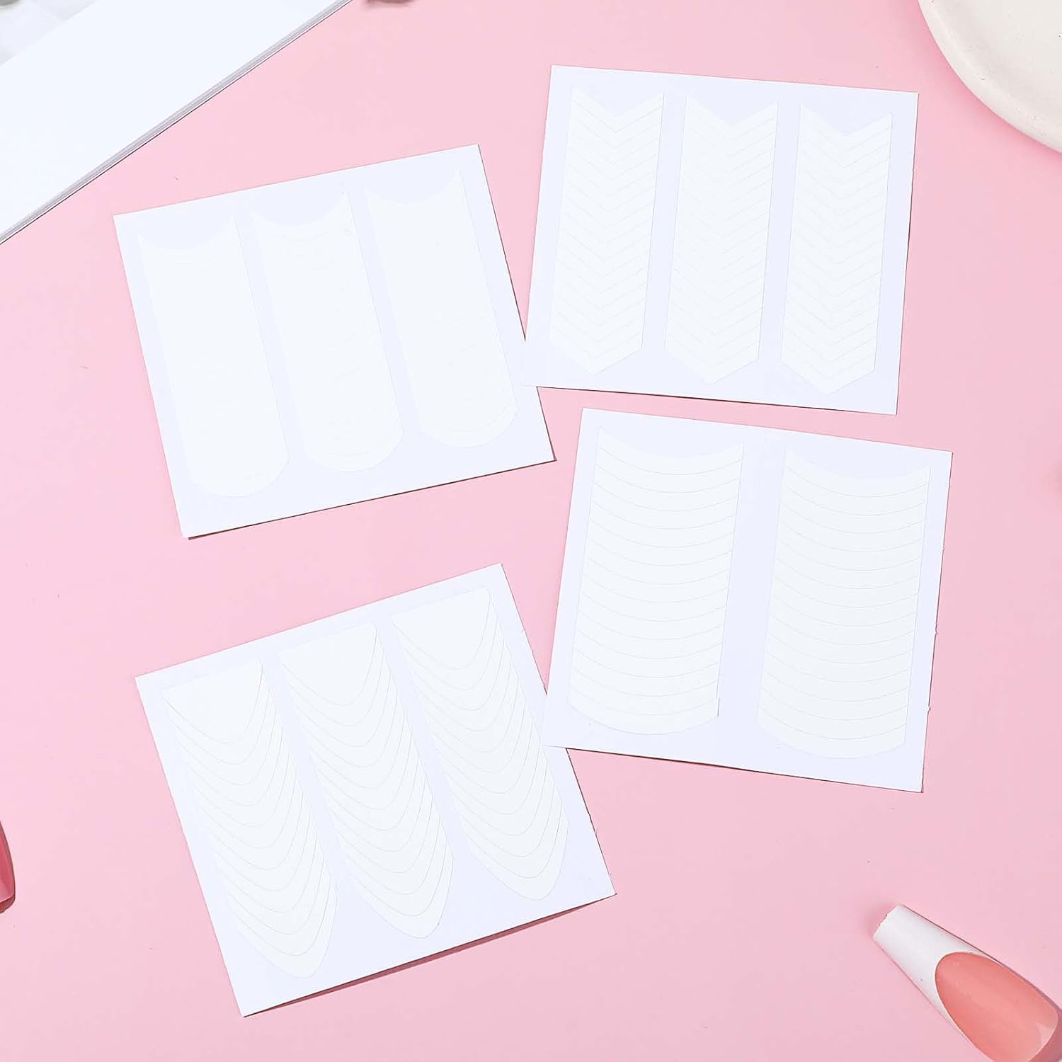 Oruola 40 Sheets 1620 French Tips Self-Adhesive Manicure Strips 4 Designs White French Tip Nails for Women Girls DIY Tools image number 4