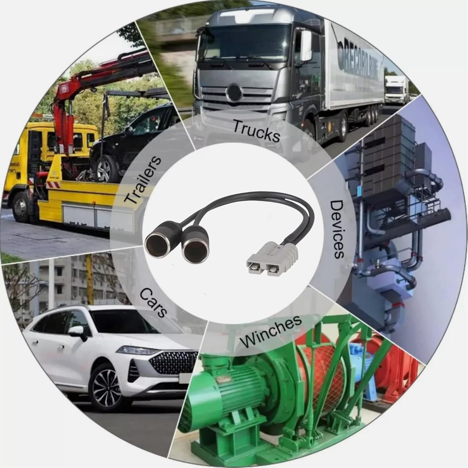 KUGONTC 600V 12V Cigarette Female Socket to Anderson Cable 30CM, 12AWG Y Aapeter Conncter Cable Cig Extension Wiring Kit with 50A Anderson Style Connector, for In-Car Small Appliances image number 5