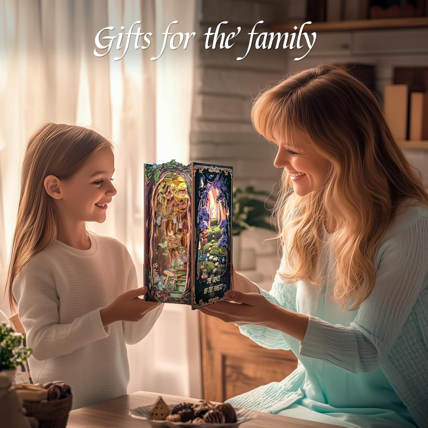 CUTEBEE Book Nook Kit - DIY Miniature House Dollhouse Kit for Adults and Teens, 3D Wooden Puzzle Booknook Build Bookshelf Decor, Gifts for Family and Friends (The Grace of the Forest) image number 4