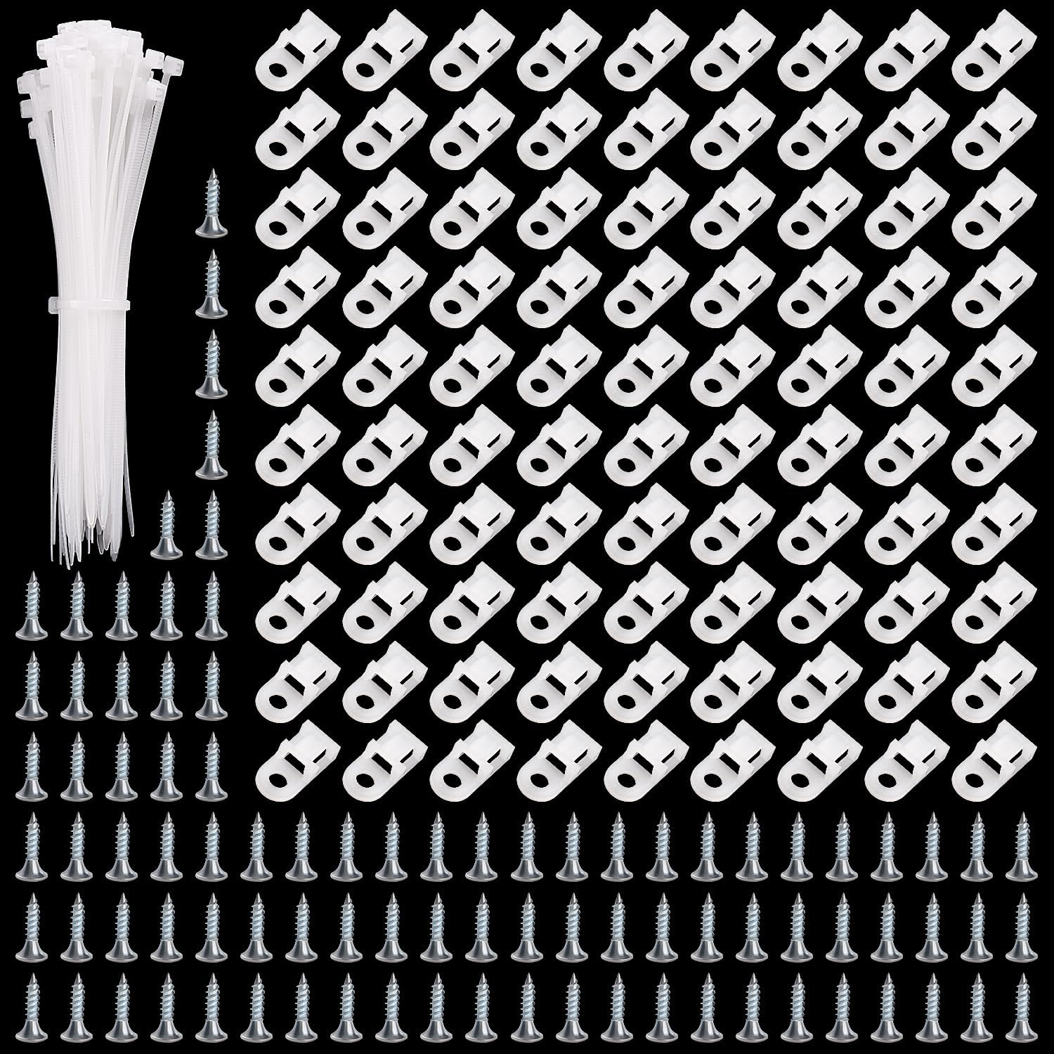Voogenzek 90 Sets 19.6 * 9.7 Mm Saddle Type Cable Tie Mount Bases, Saddle Type Mount Wire Holder, with M3.5 Screws and Cable Ties, for Wire and Cable Tidy, White image number 7