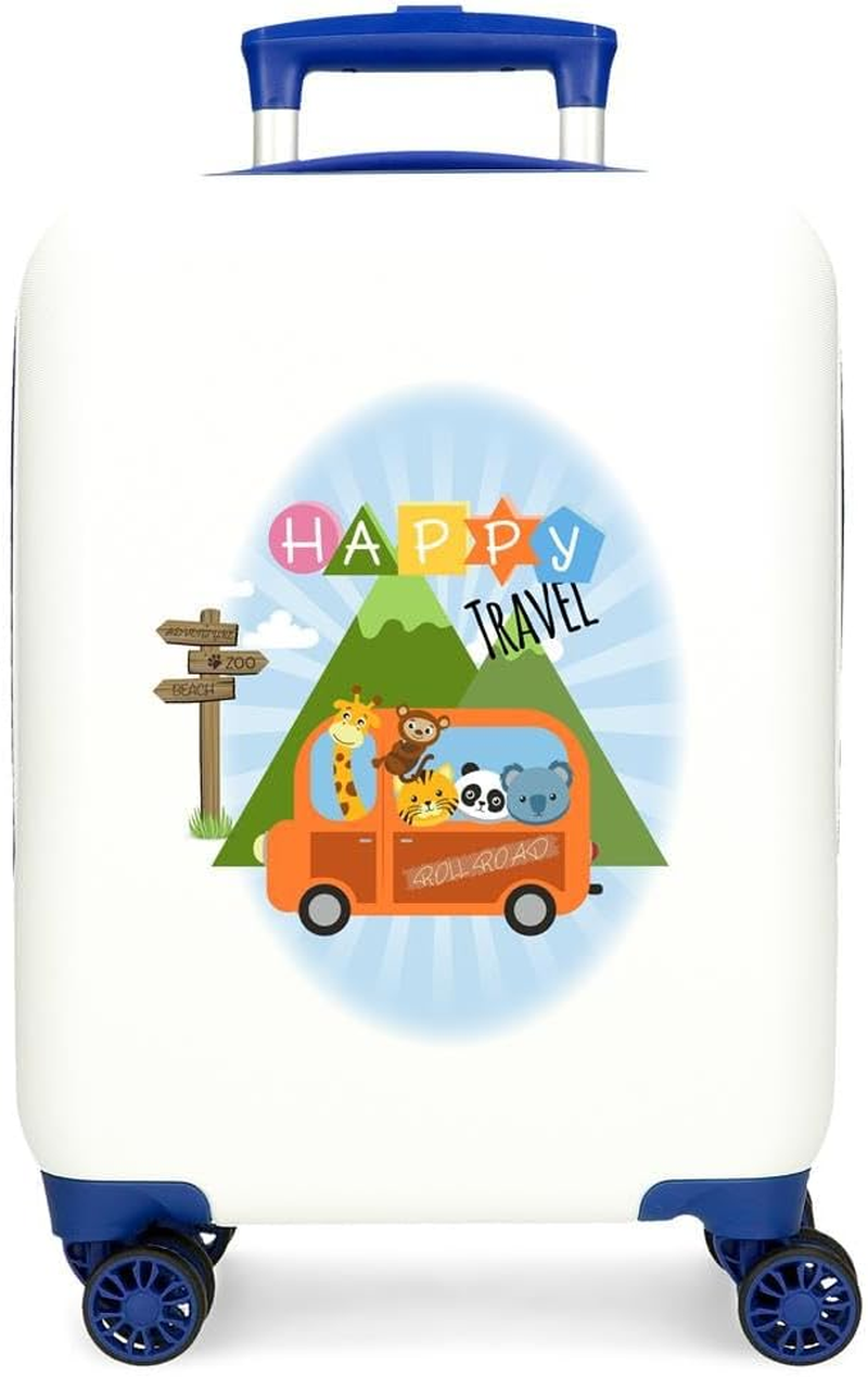 Roll Road Little Me Happy Cabin Suitcase White 33X50X20Cm Hard ABS Combination Lock Side 28.4L 2Kg 4 Double Wheels Hand Luggage, White, Cabin Suitcase, White, Cabin Suitcase