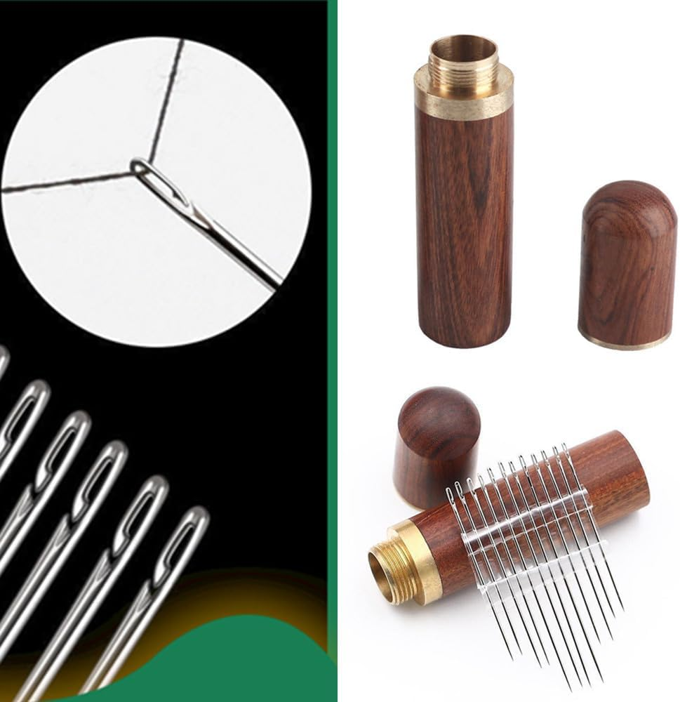GYWHOOF Sewing Needles,30 Pcs Hand Sewing Needles Embroidery Needles Stitching Pins Different Sizes Sewing Needle with a Wooden Needle Storage Case for DIY Hand Sewing Mending Embroidery
