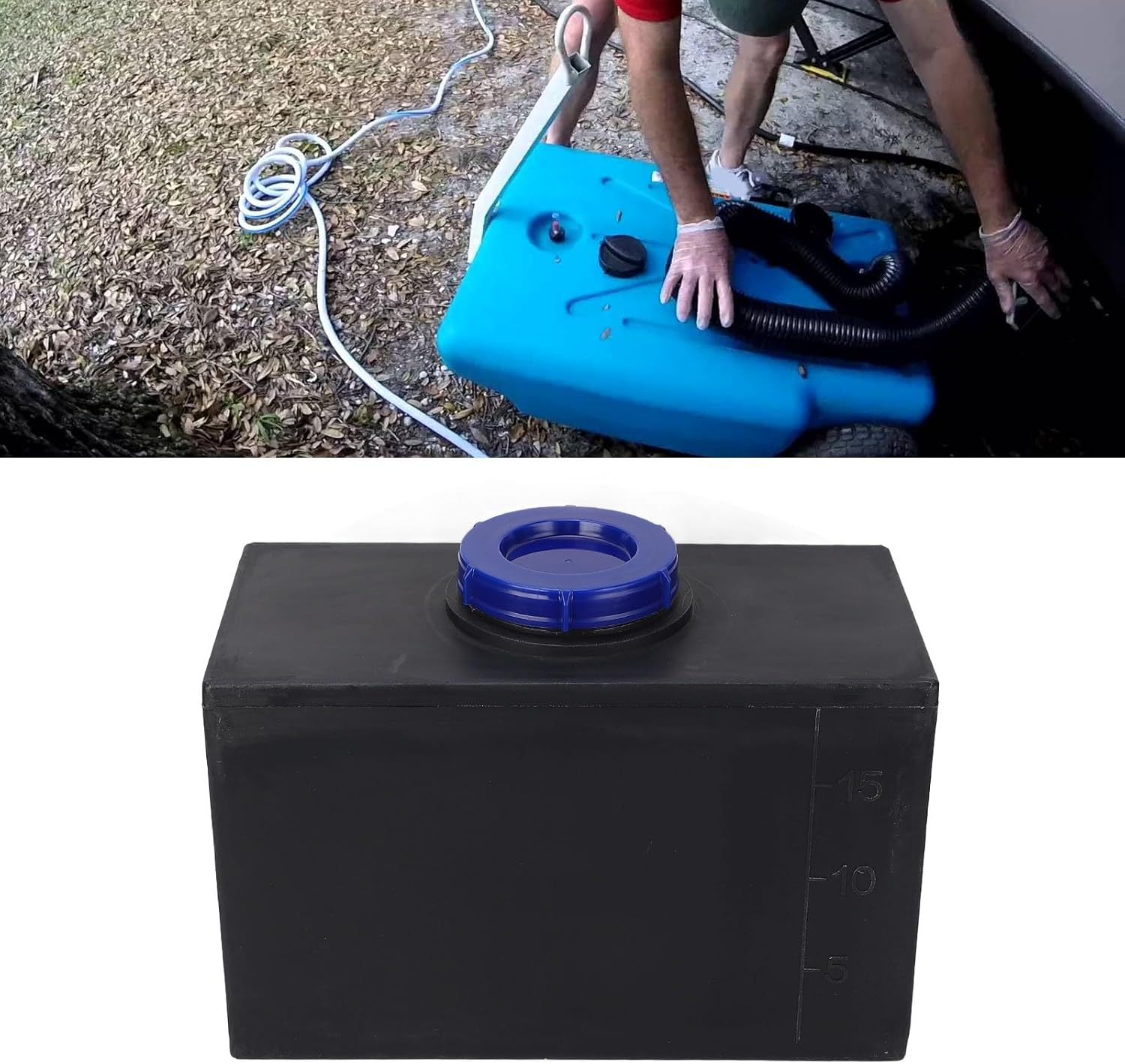 RV and Gray Water 5 Gallon Tank, 15.7 X 9.8 X 7.9In 20L RV Water Tank Heat and Cold, Customizable Design Square Water Storage Tank for Trailers Boats Yachts Black