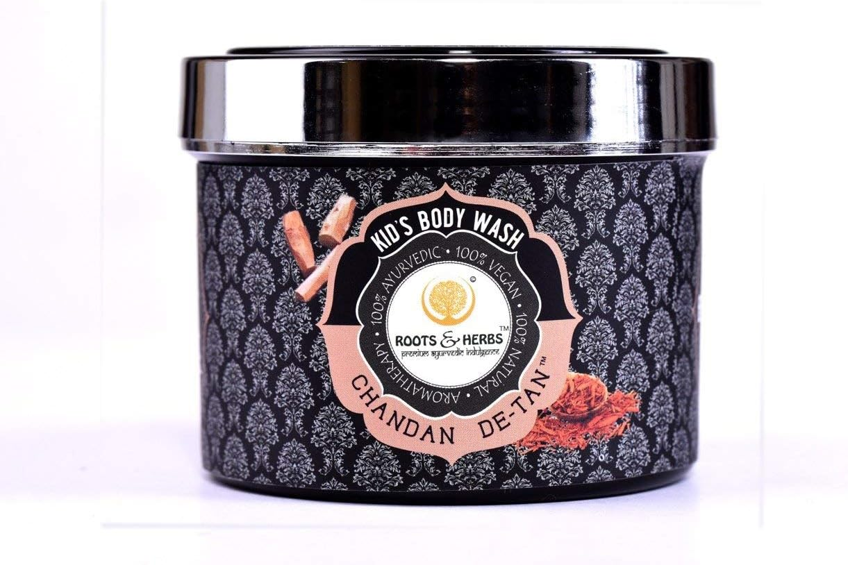 ROOTS and HERBS & Ayurvedic Natural Treatment Vegan No Paraben Chandan De-Tan Kids Body Wash Ubtan 2.11 Ounce