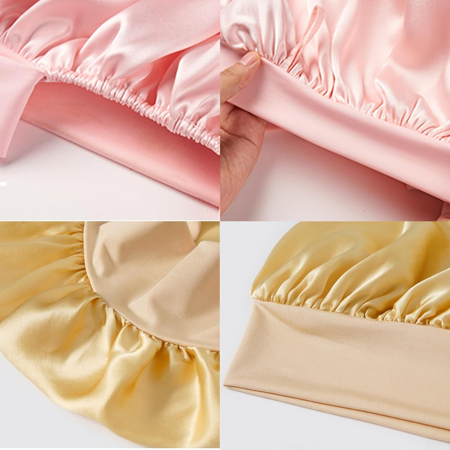 Areaphmet Silk Bonnet for Sleeping Women Adjustable Single Layer 100% Silk Hair Bonnet Reduce Friction Prevent Frizz for Natural Curly Hair-Pink image number 2