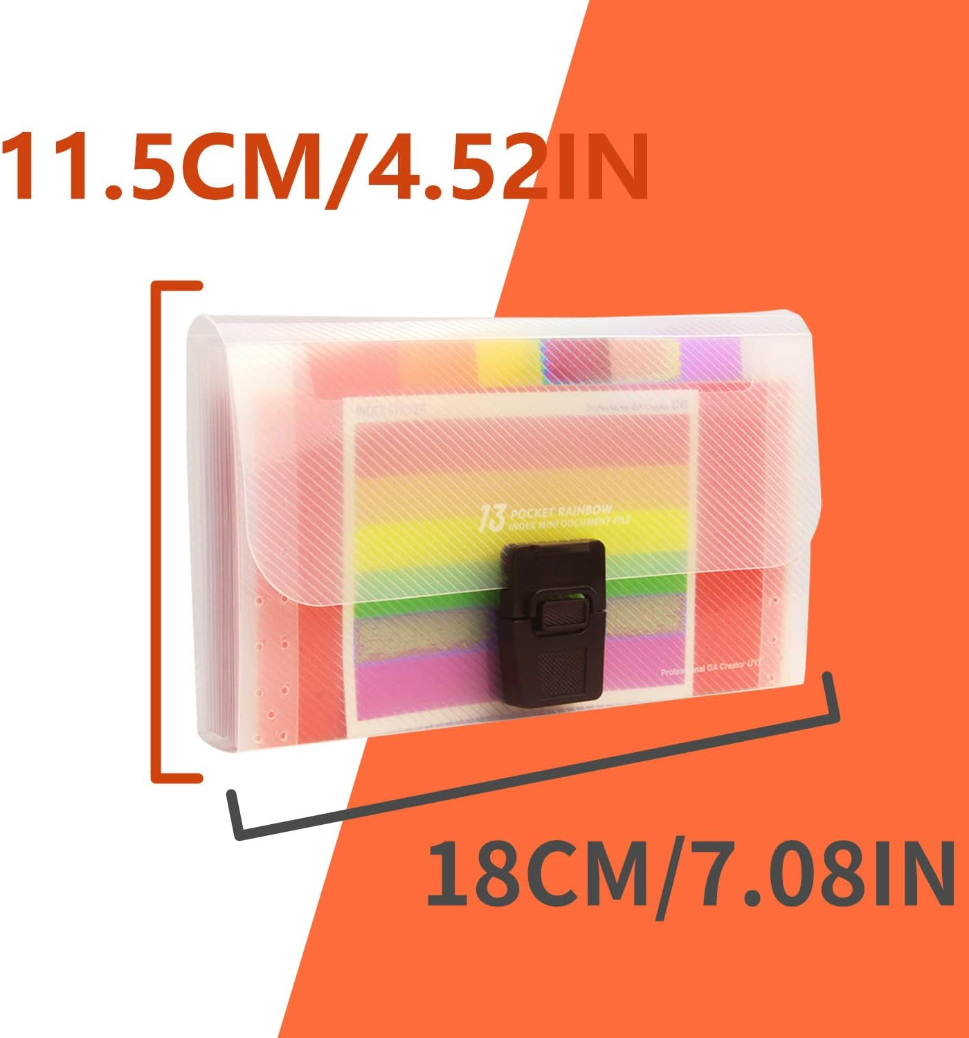 EKIND 7 * 4.5" Expandable Portable Folder, 13 Pockets Accordian File Organizer, A6 Plastic Wallet for Cards,Coupons,Receipt,Tax Item, Mini Expanding Folders (1 Pack, Color) image number 1