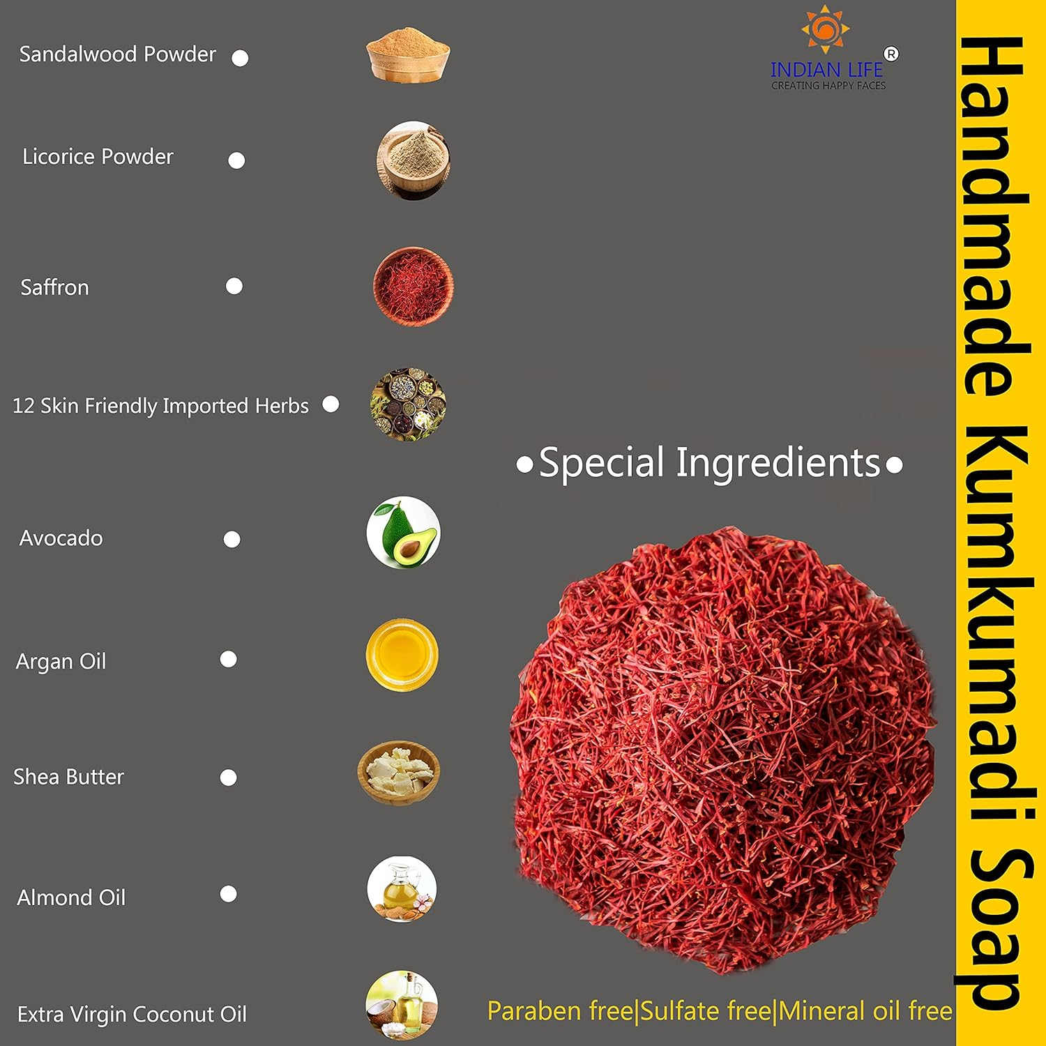 Indianlife&reg; Glowing Handmade Soap-Green Tea-Kumkumadi-Banana for Men-Women Excellent Beauty Ingredients- Shea Butter-Jojoba Oil-Almond Oil 150 Gm(50X3) image number 2