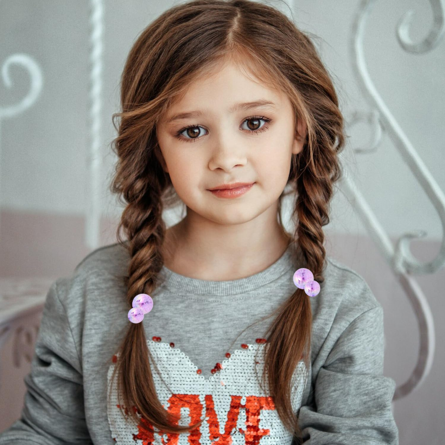 12-Piece Set of Double-Bead Bubble Hair Ties, Fruit-Coloured Acrylic Ball Accessories for Women and Girls, Colourful Decorative Hair Bands in Four Styles image number 4