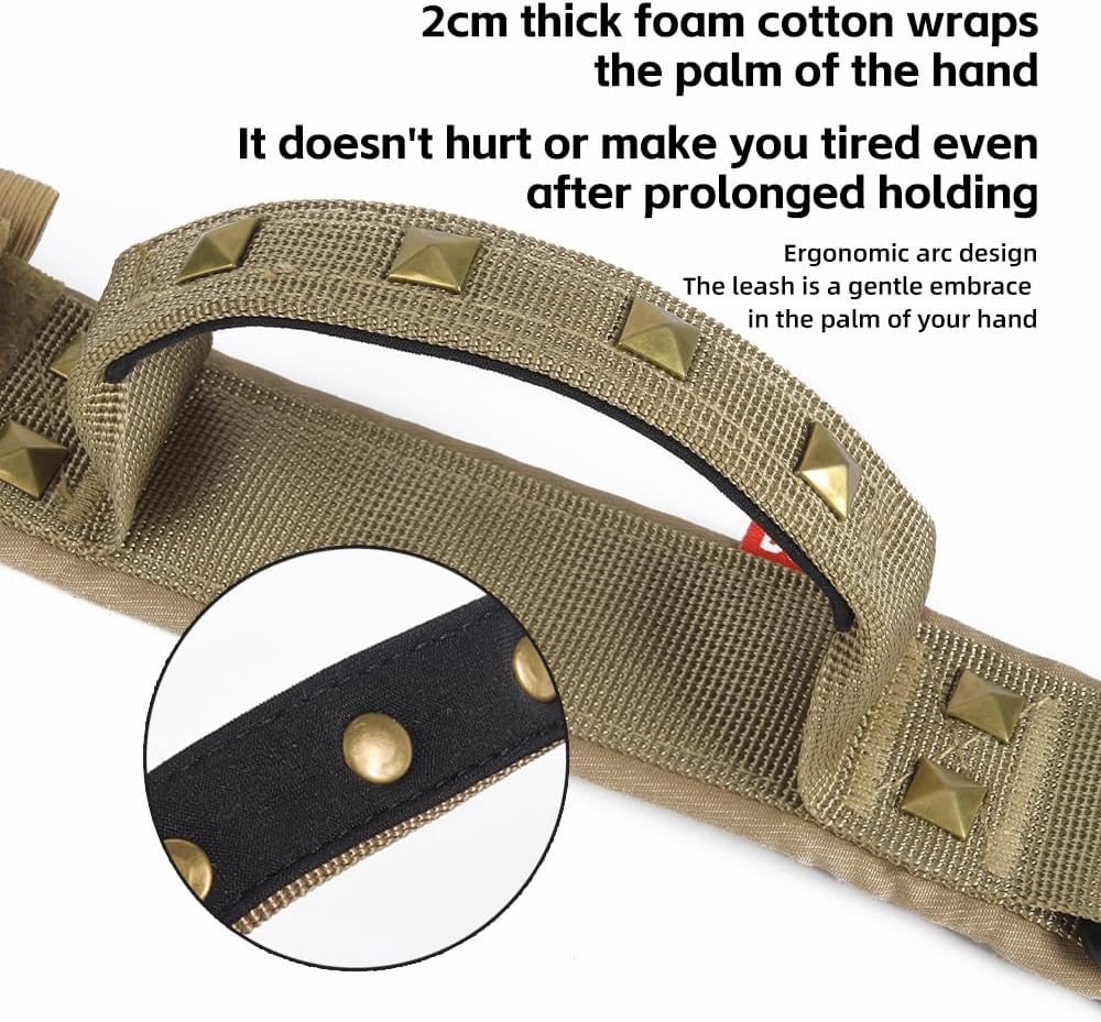 Velmoriah Premium Tactical Dog Collar for Large Dogs, Adjustable Military Nylon Dog Collar Control Handle and Heavy-Duty Metal Buckle for Medium Large Breeds (L)
