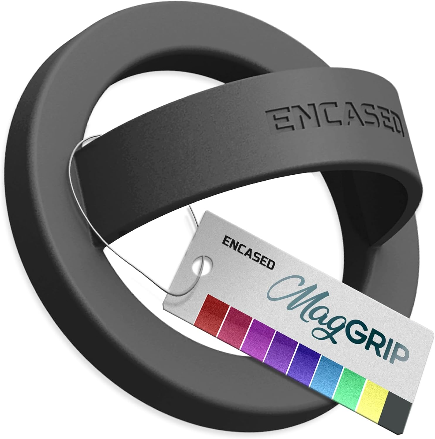 Encased Magnetic Phone Grip Holder (Compatible with Magsafe) Thin Silicone Finger Loop Ring for Iphone (Burgundy)