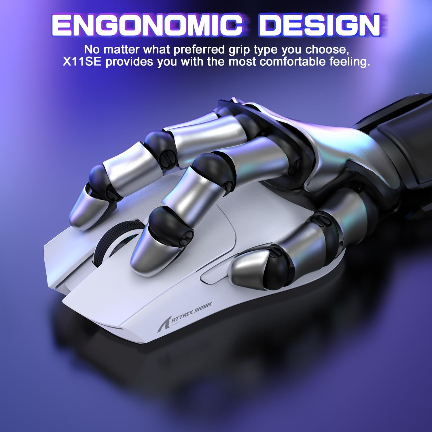 ATTACK SHARK X11SE Ultra-Light Wireless Gaming Mouse, Tri-Mode-2.4G/Usb-C Wired/Bt, Pixart PAW3311 Gaming Sensor, 22KDPI, 5 Programmable Buttons for Laptop, PC, Mac Gamer (White) image number 5