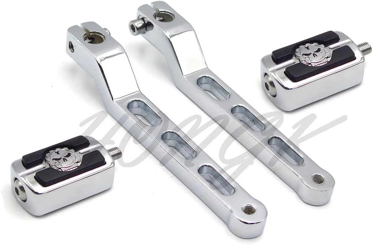 HONGK- Chrome Aluminum Heel/Toe Shift Levers with Skull Shifter Pegs Compatible with H-D Heritage Softail FLST 1986-Later [B07FDKPVMN] image number 2