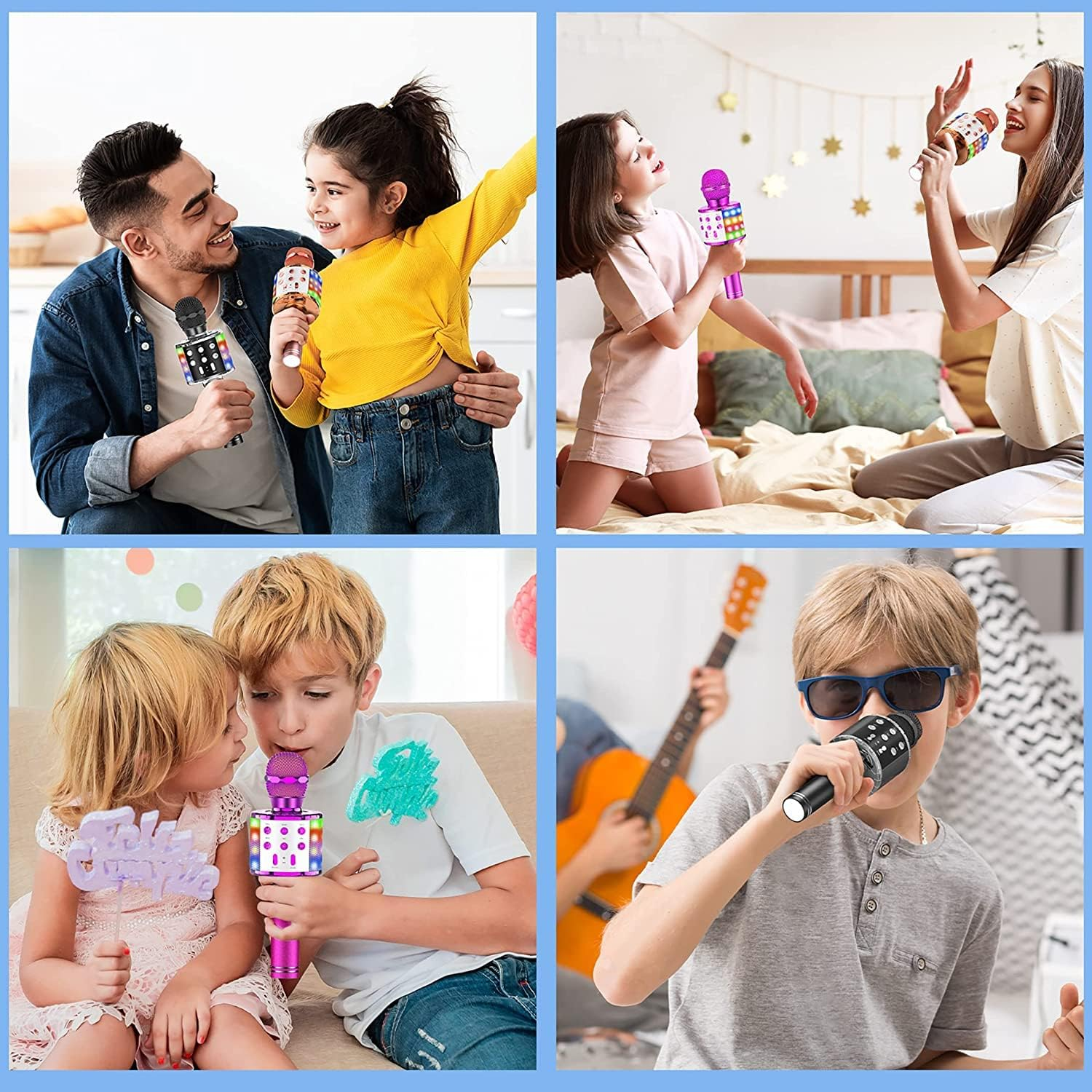 Karaoke Bluetooth Wireless Microphone, 5-In-1 Portable Handheld Karaoke Mic Speaker Player with Colorful LED Lights for Kids Adults Party, Home KTV Player, Compatible with Android & Ios Devices (Purple) image number 5