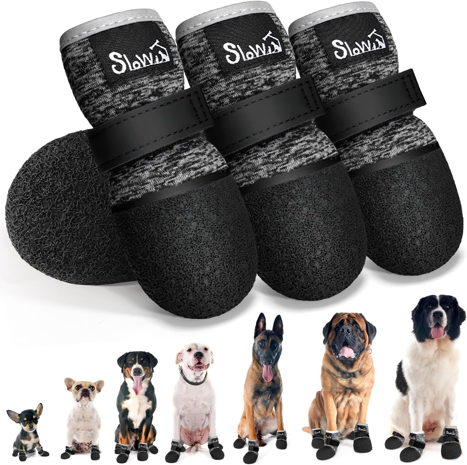Slowton Dog Shoes - Breathable Dog Sock Shoes for Hardwood Floor Dog Boots with Reflective Stripes for Small to Large Dogs, Outdoor Summer Hot Pavement Waterproof Non-Slip image number 2