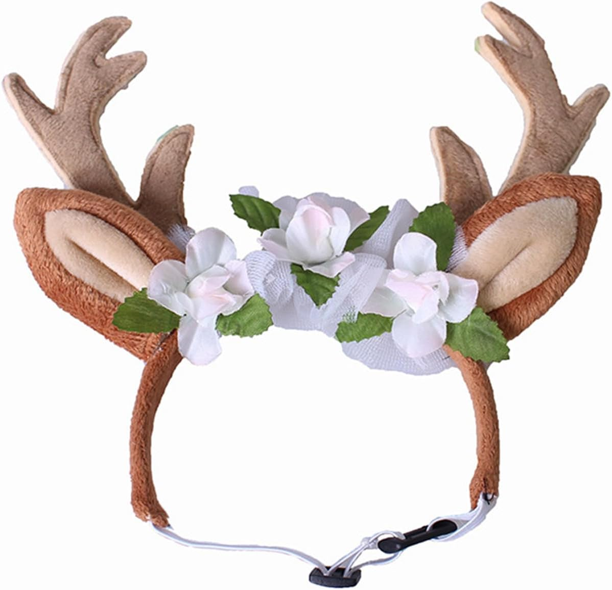 Adjustable Christmas Pet Deer Antlers Headbands Dog Reindeer Head Band Elk Headwear Cosplay Costume for Cat Puppy Pet &hellip; (Floral, L) image number 3