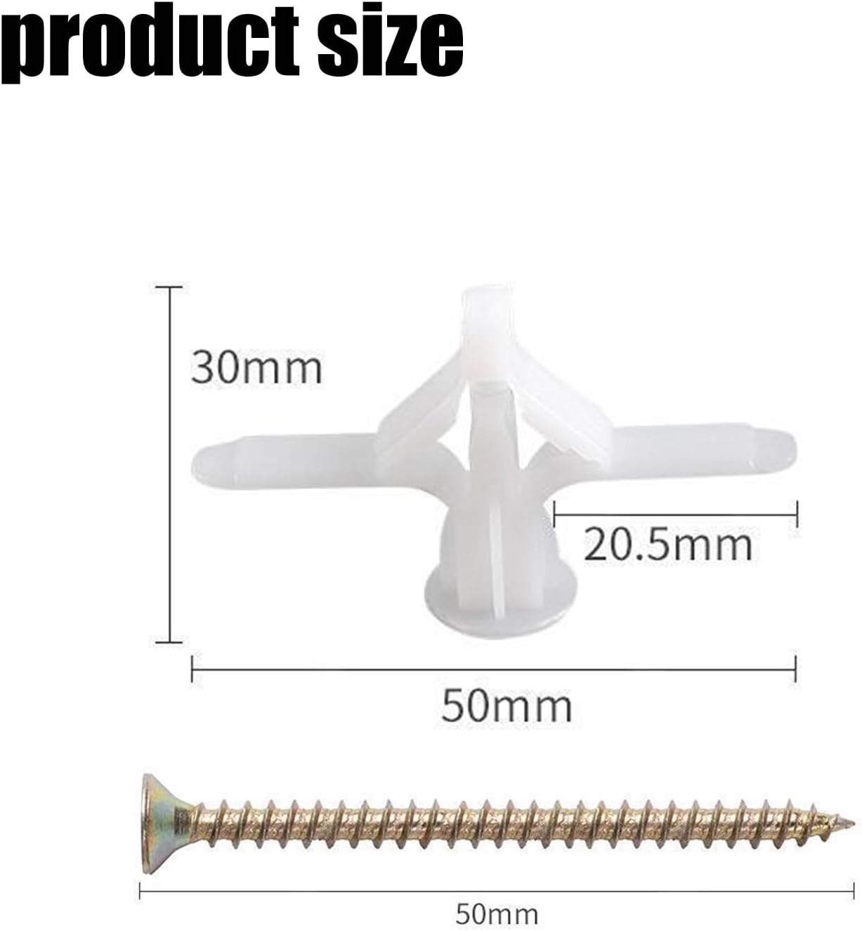 WEZCHUGHAOL 50 Sets Drywall Anchor Kit Hollow Wall Anchor with Screws for Drywall Gypsum Board (Butterfly/Airplane Type) (Airplane Type) image number 3