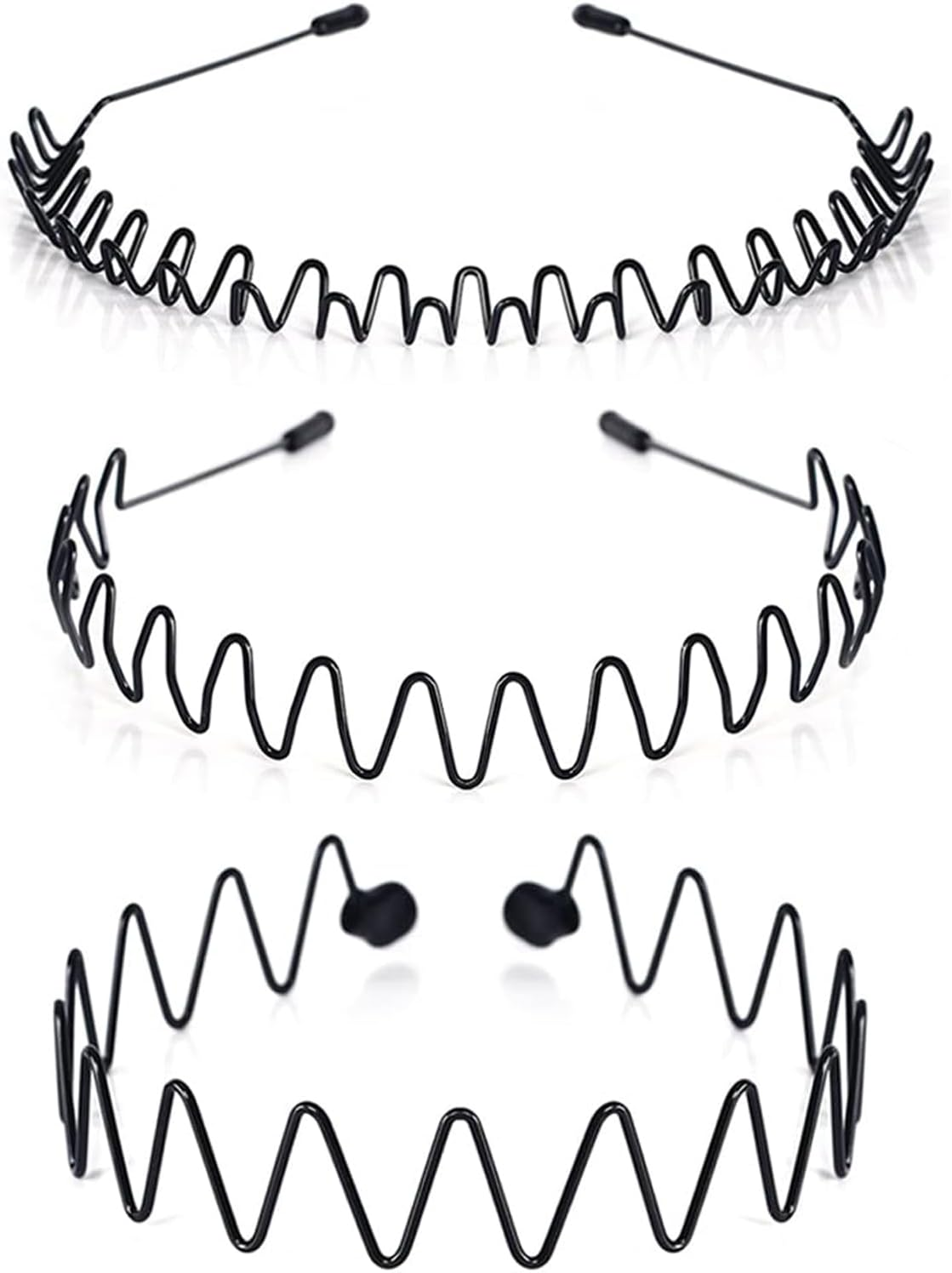 Hair Bands for Men, Non-Slip Sports Fashion Headband, Mens Metal Hair Band, Hair Hoop for Outdoor Sports, Weddings, Daily Wear (3 Pieces)