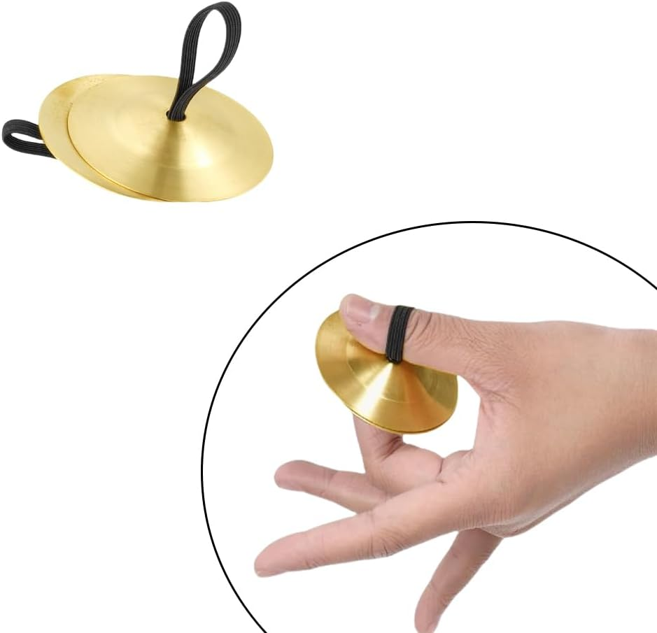 6 Pcs Finger Cymbals, Brass Musical Instrument, Percussion Zills Instruments, Finger Cymbals Brass Finger Dancing Zills Musical Instrument Dancing Belly Dancer Finger Dance Accessories image number 4