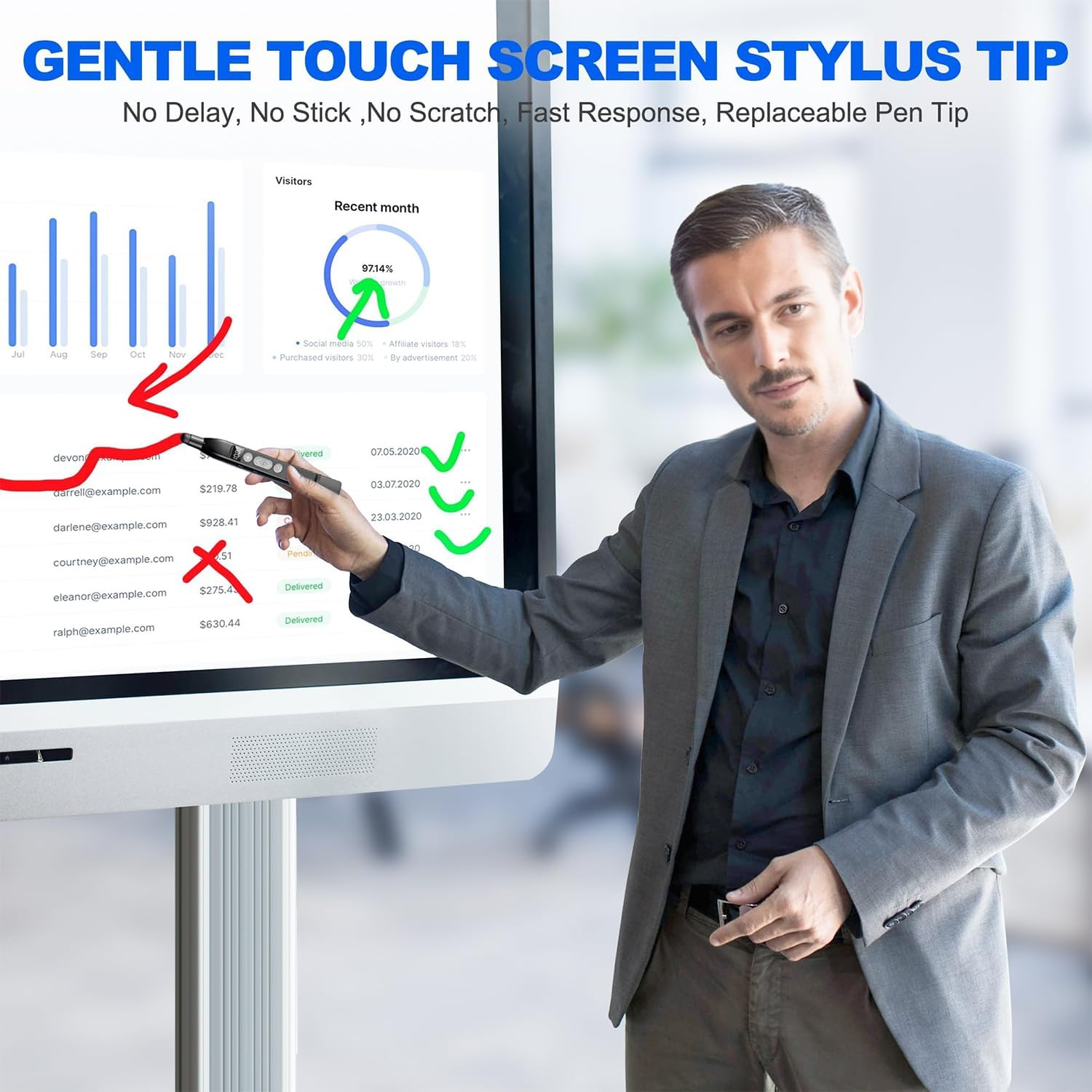 Presentation Clicker, Wireless Presenter Clicker for Powerpoint Slide with Hyperlink & Volume Control, RF 2.4Ghz USB Rechargeable Presentation Remote for Mac/Computer/Laptop, Google Slide/Ppt/Keynote