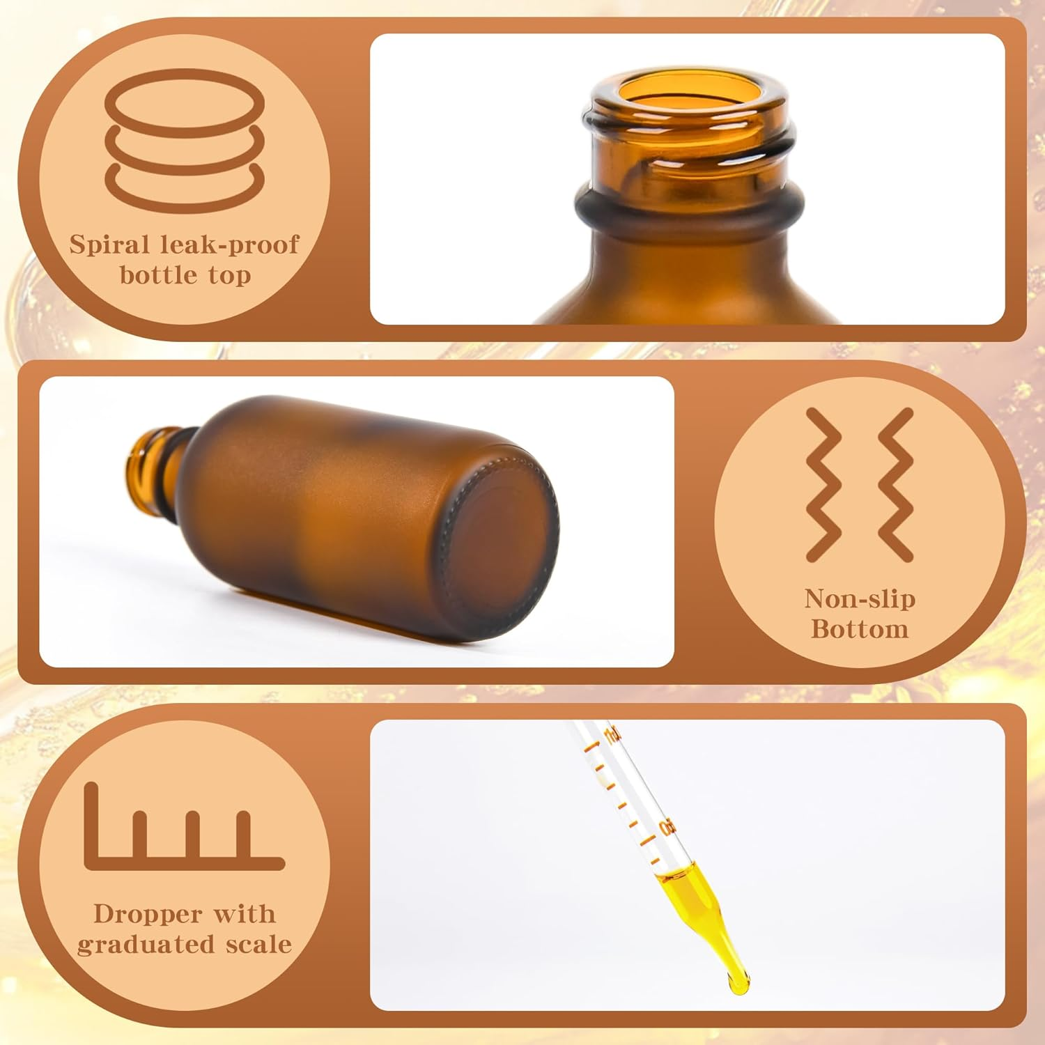 12 Pack Frosted Amber Dropper Bottles, 2Oz/60Ml Glass Tincture Bottles with Measured Eye Dropper, Leak Proof Travel Bottles for Essential Oils/Chemistry Lab Chemicals/Colognes & Perfumes image number 5