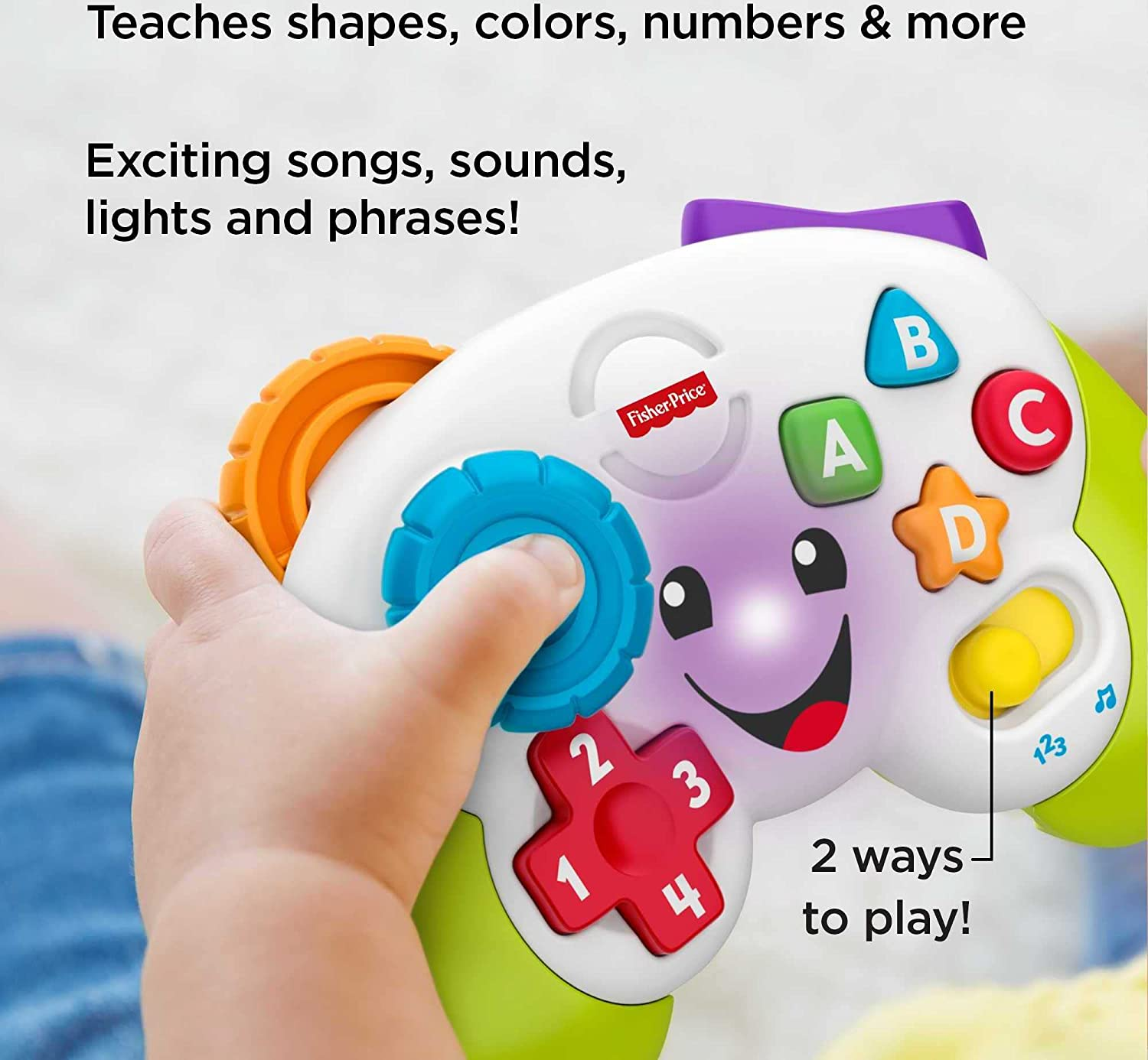 Fisher-Price Laugh & Learn Baby & Toddler Toy Game & Learn Controller Pretend Video Game with Music Lights & Activities Ages 6+ Months​ image number 4
