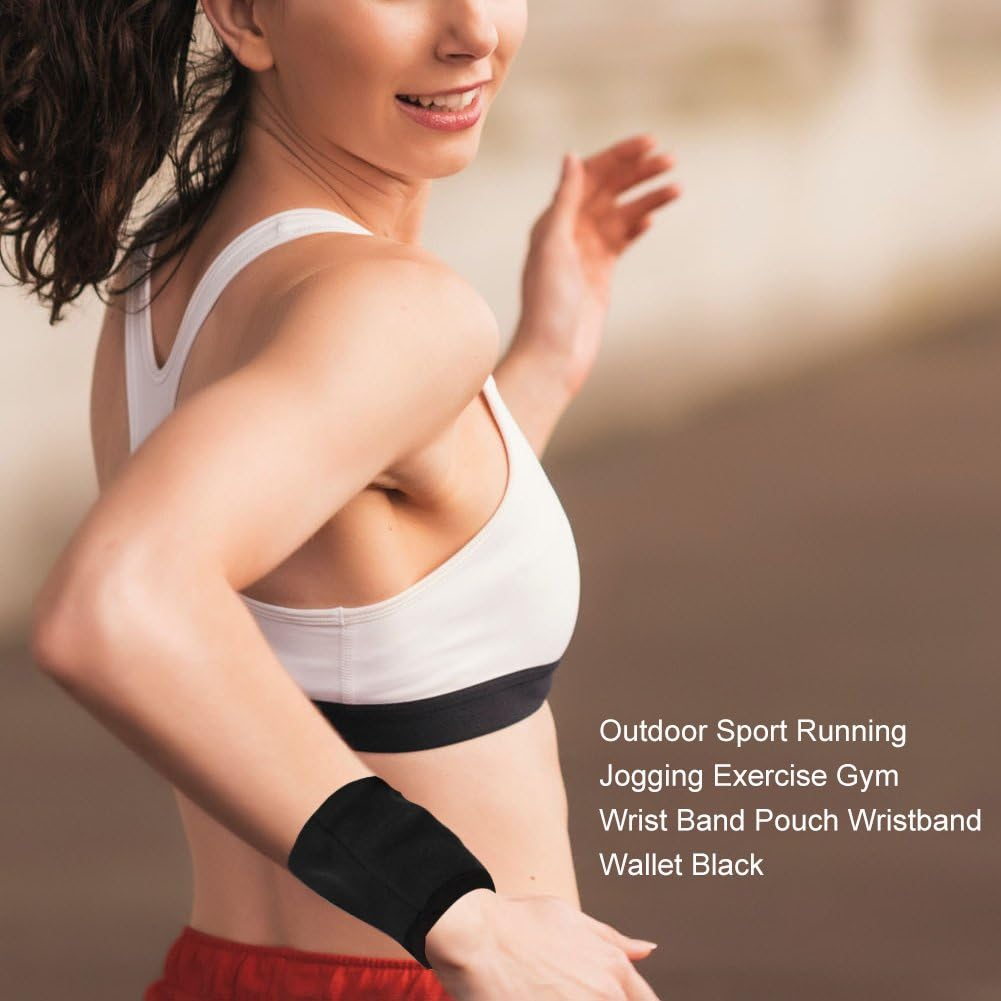 Wristband Wallet, Sports Thick Waterproof Sweatband with Zipper Pocket for Running Walking and Cycling to Hold Cash Card Keys and Id'S, Wrist Band Pouch image number 3